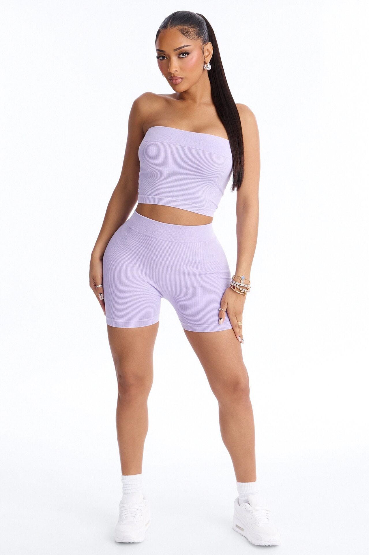 Off Duty Mineral Washed Strapless Short Set - Lavender image 1