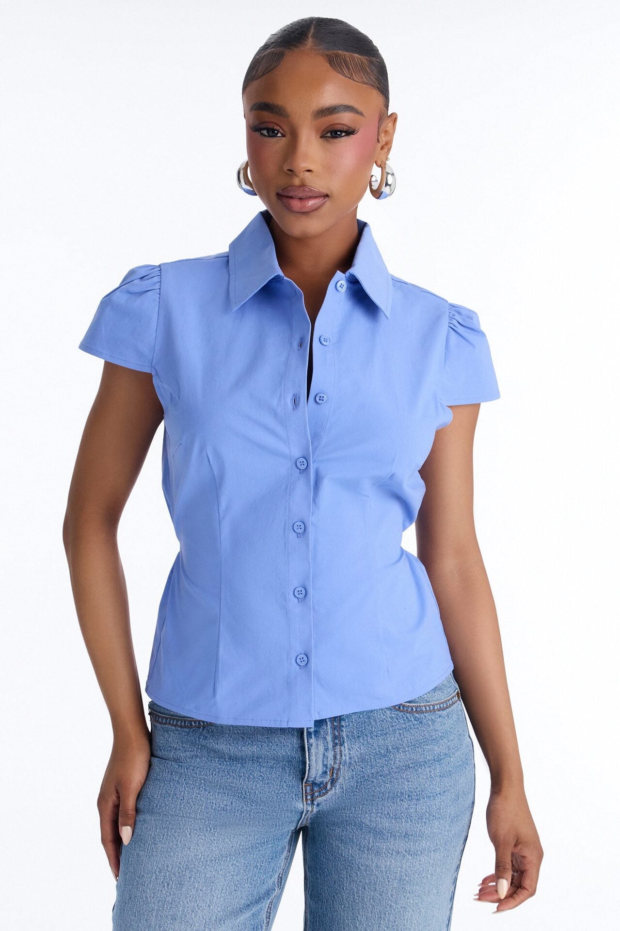 Soft Girl Season Poplin Top - Periwinkle image 1