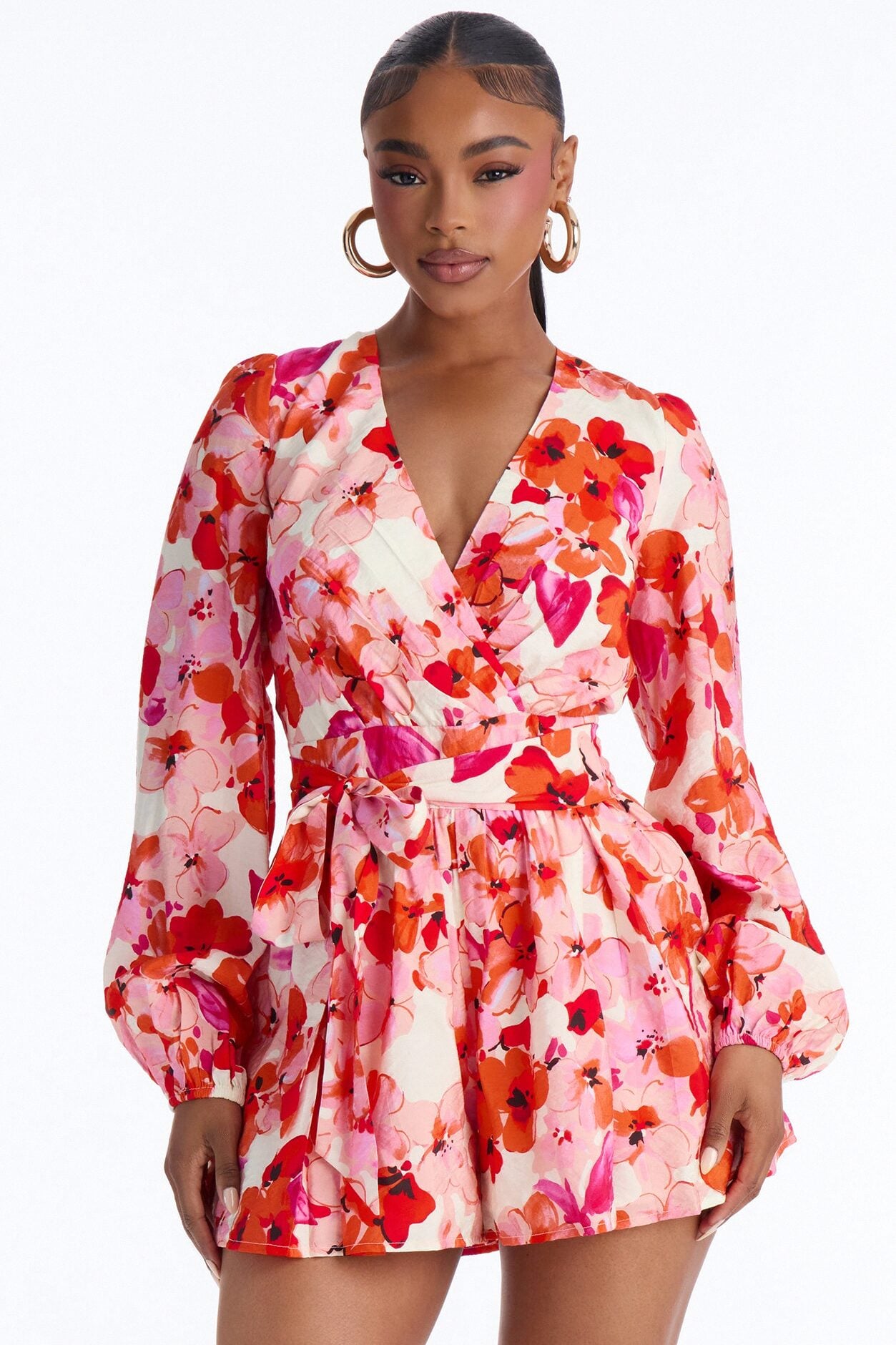 Fia Floral Ruffle Romper - Pink image 1