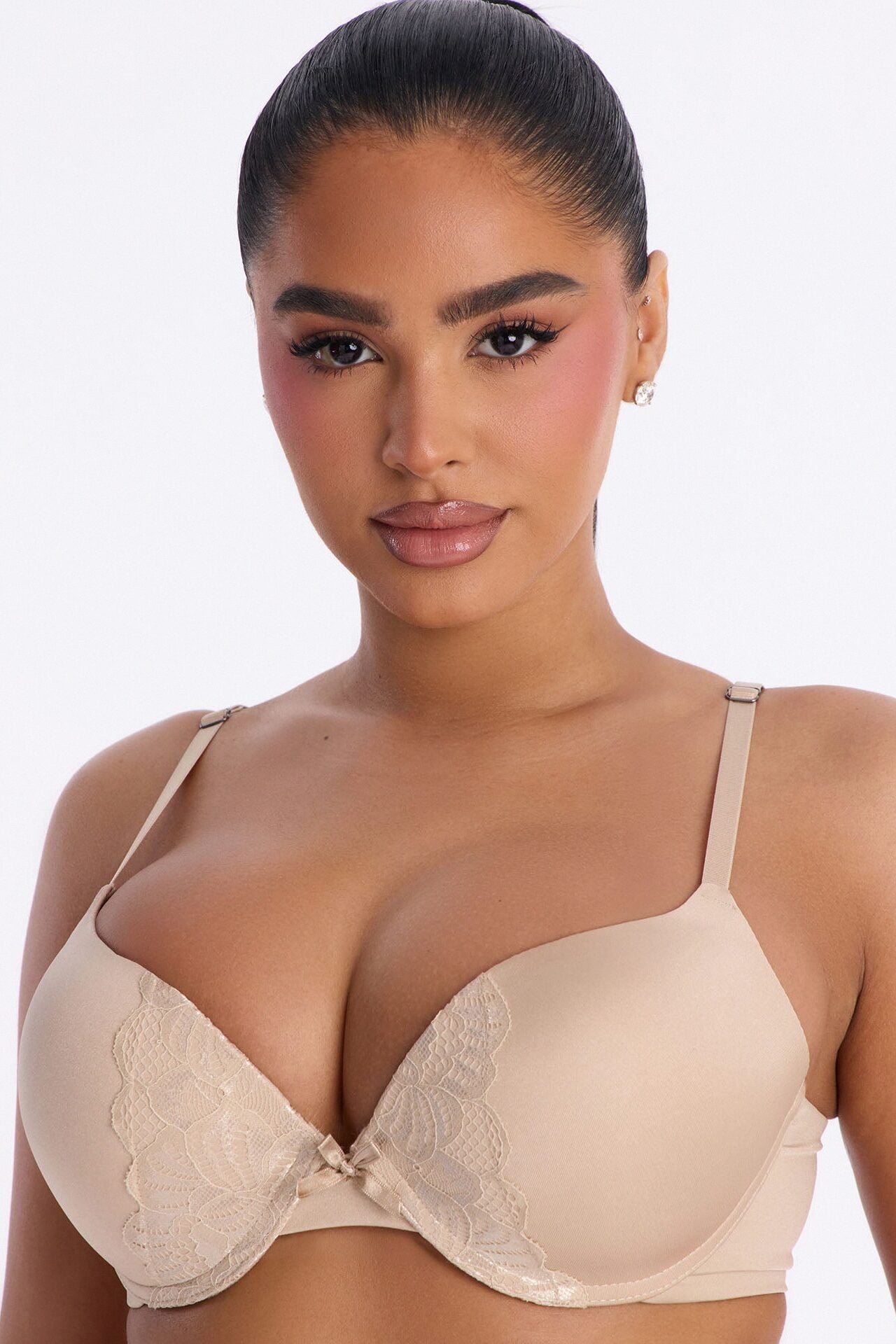 Cute and Lacey Shine Push Up Demi Bra - Nude image 1