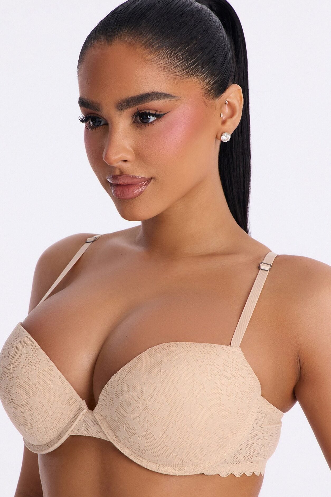 Pure Form Lace Push Up Bra - Nude image 1