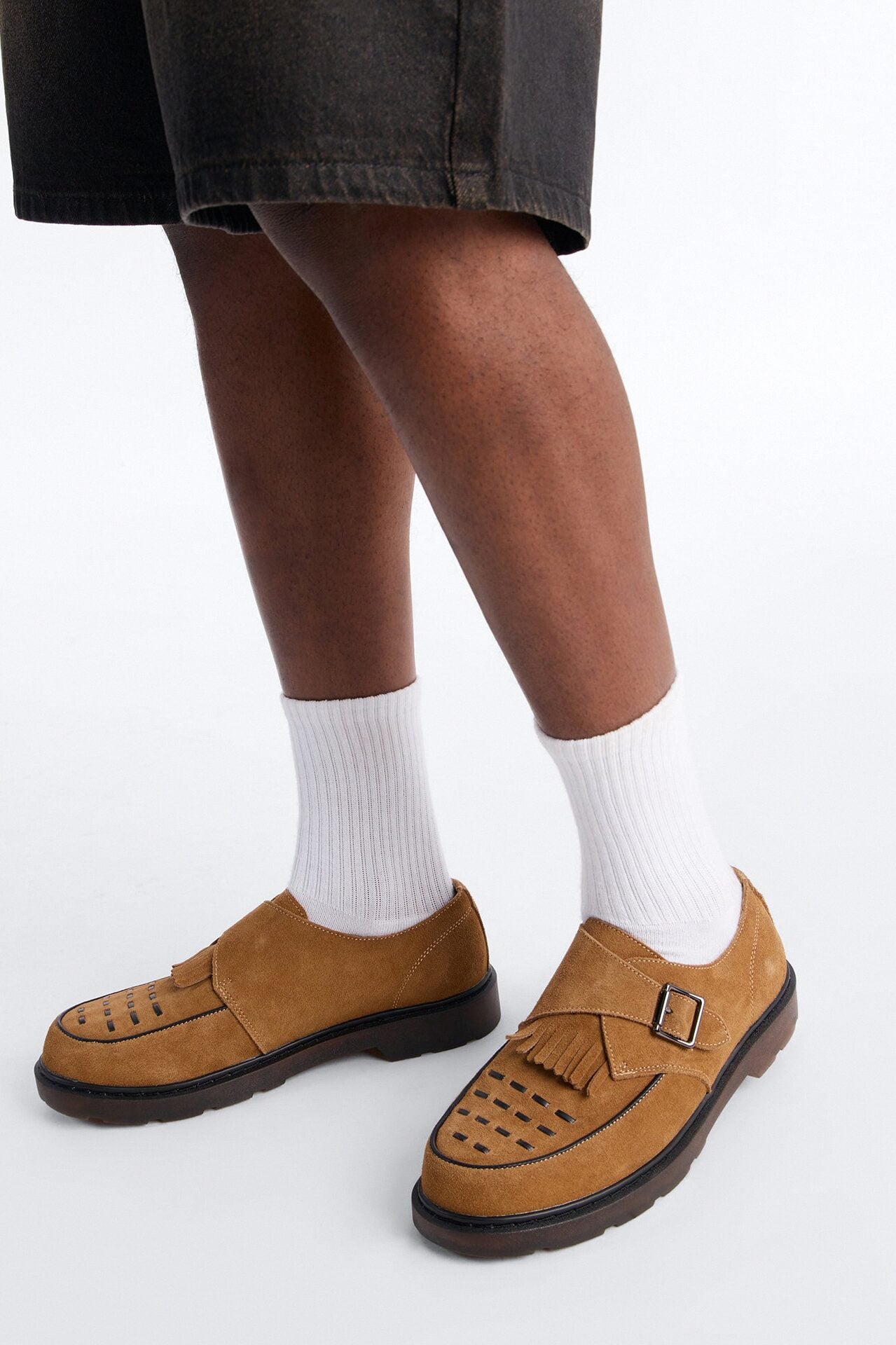 Genuine Suede Monk Strap Loafer - Brown image 1