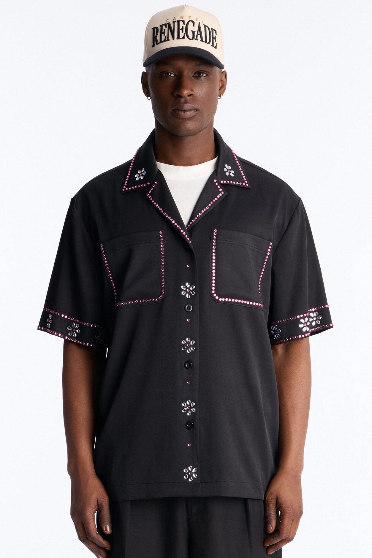 Midnight Bloom Cuban Collar Shirt - Black image 1
