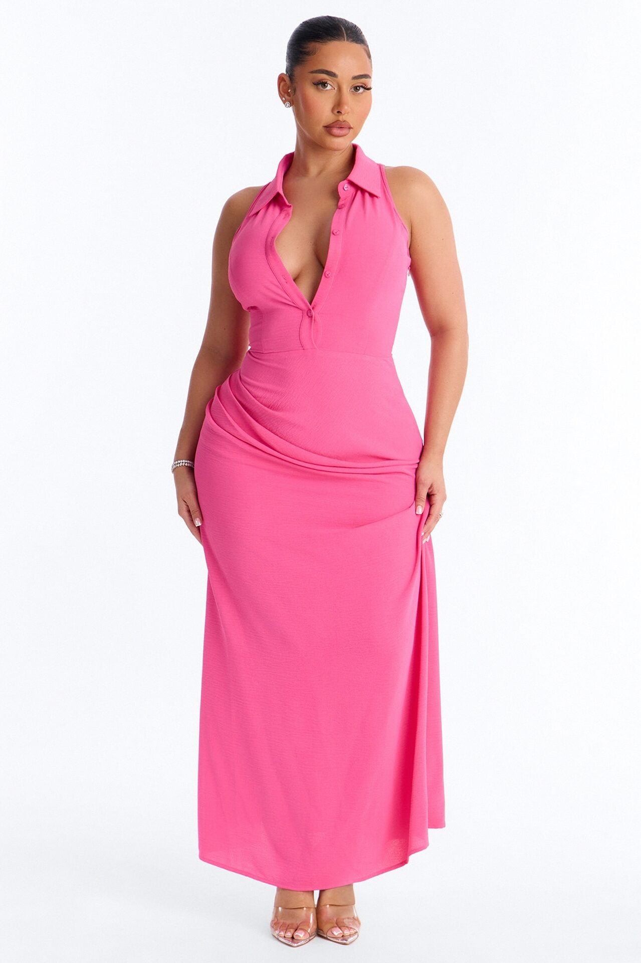 Avery Collared Maxi Dress - Pink image 1
