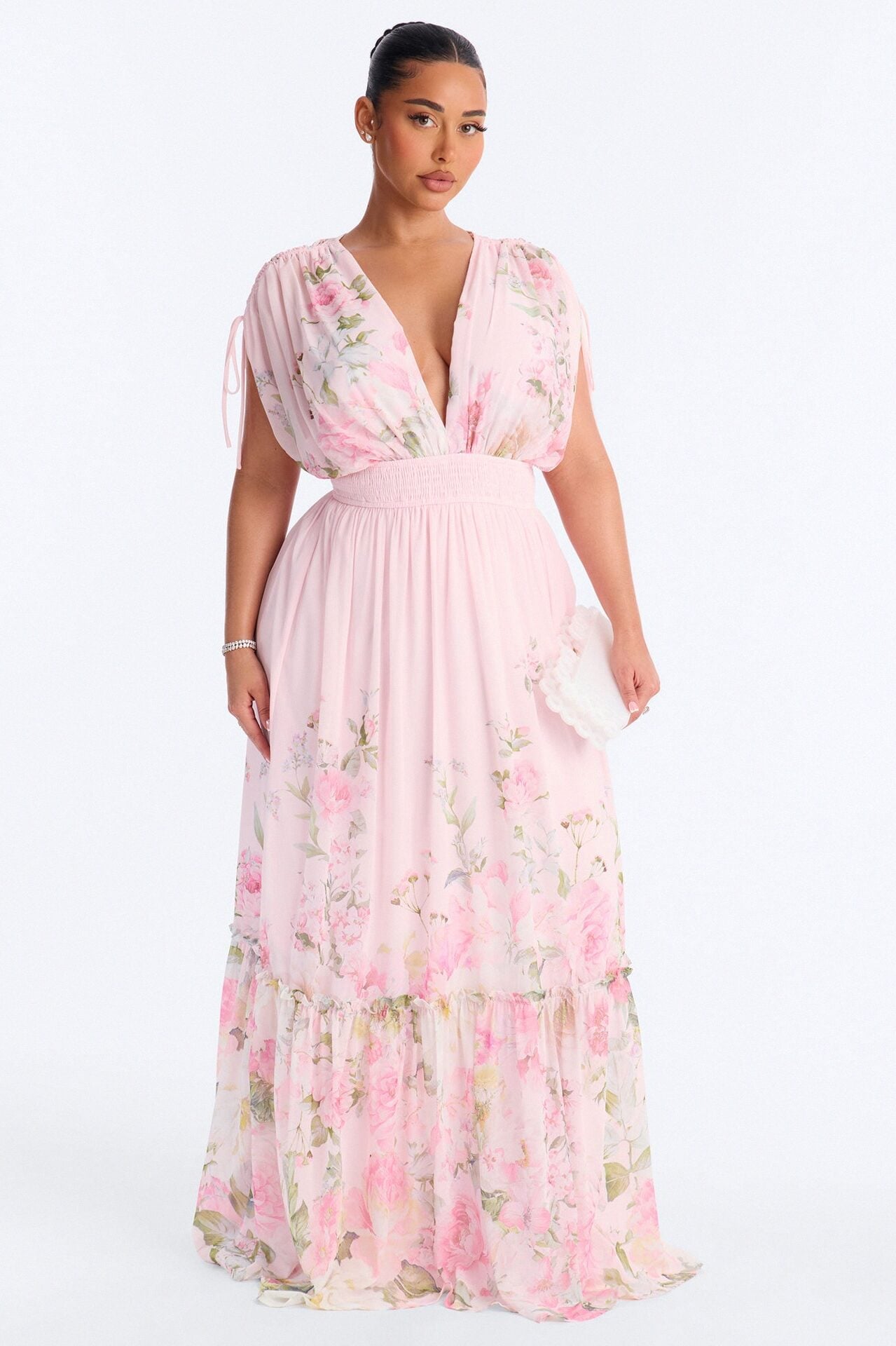 Peachy Keen Chiffon Maxi Dress - Pink/combo image 1