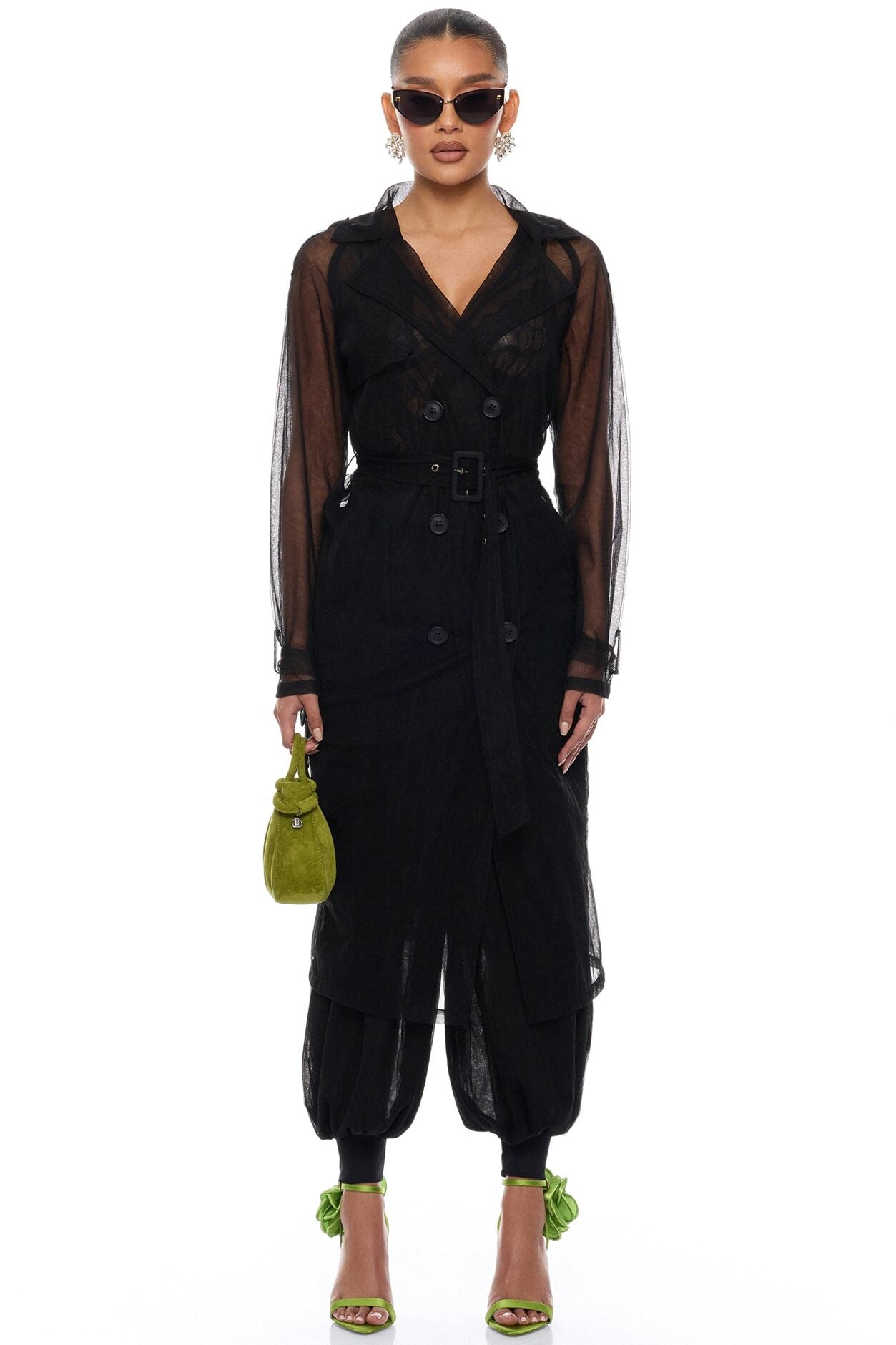 Karlee Tulle Trench Coat - Black image 1