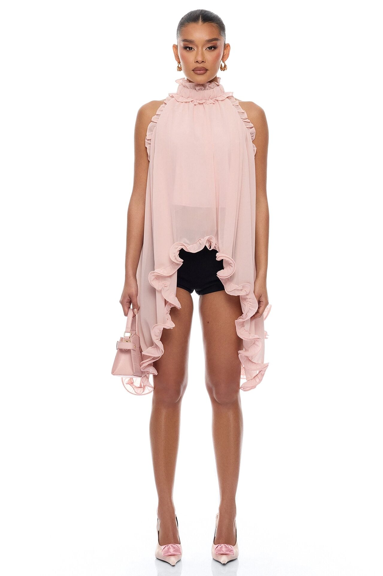 Sara Sleeveless Ruffle Blouse - Blush image 1