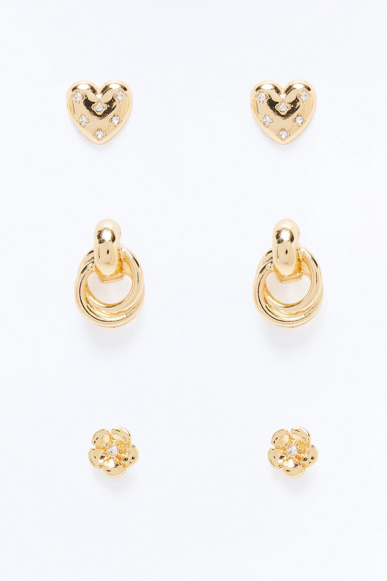 From Day To Night 3 Pair Multi Earring Set - Gold image 1