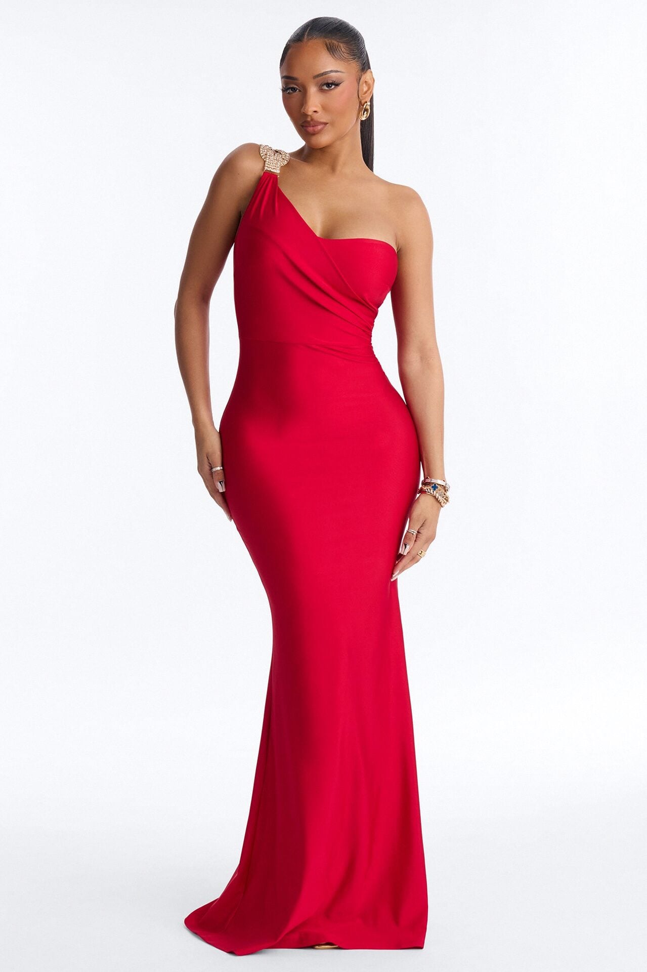 Alexis One Shoulder Gown - Red image 1