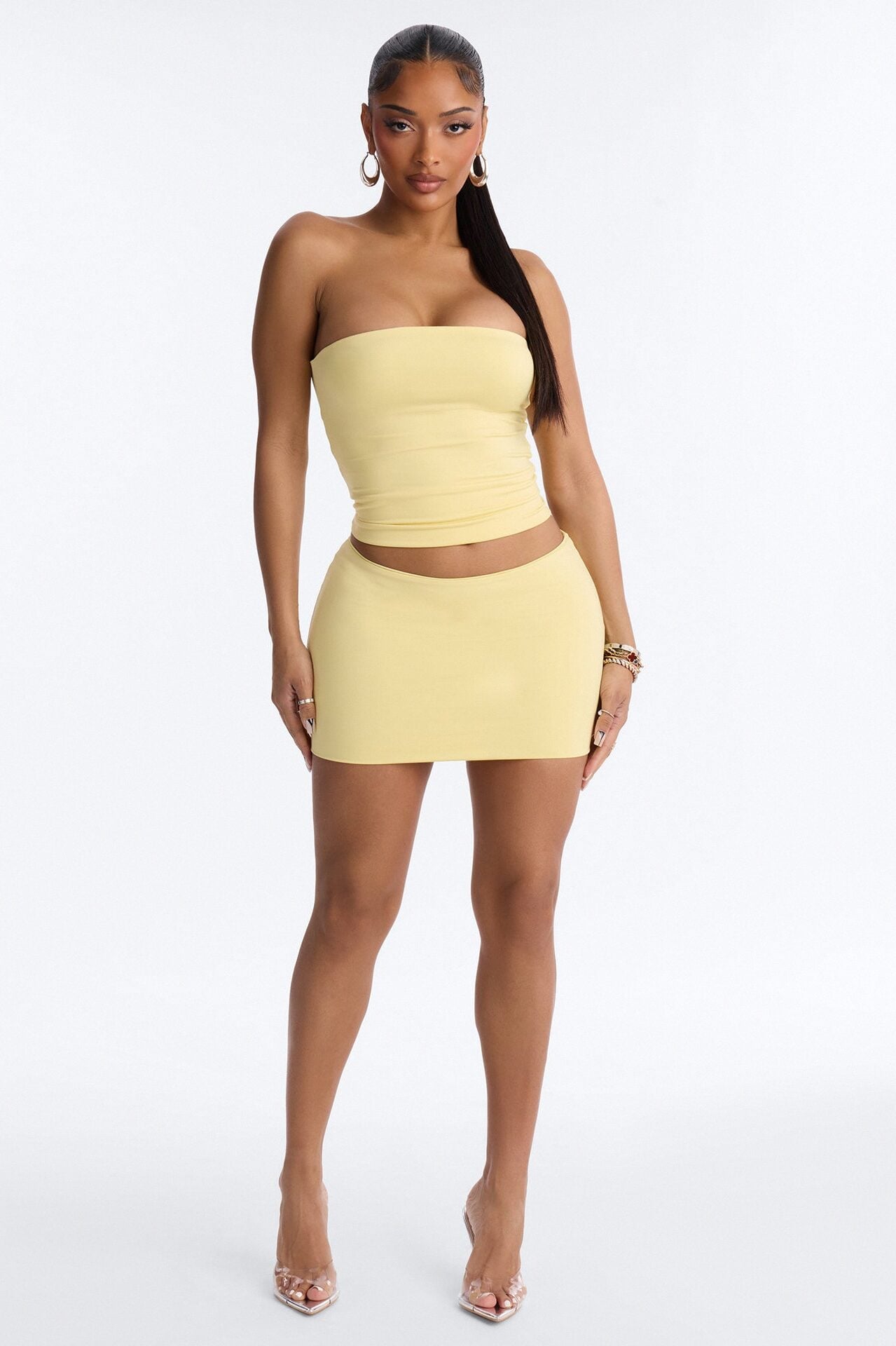 Contour Double Lined Mini Skirt - Yellow image 1