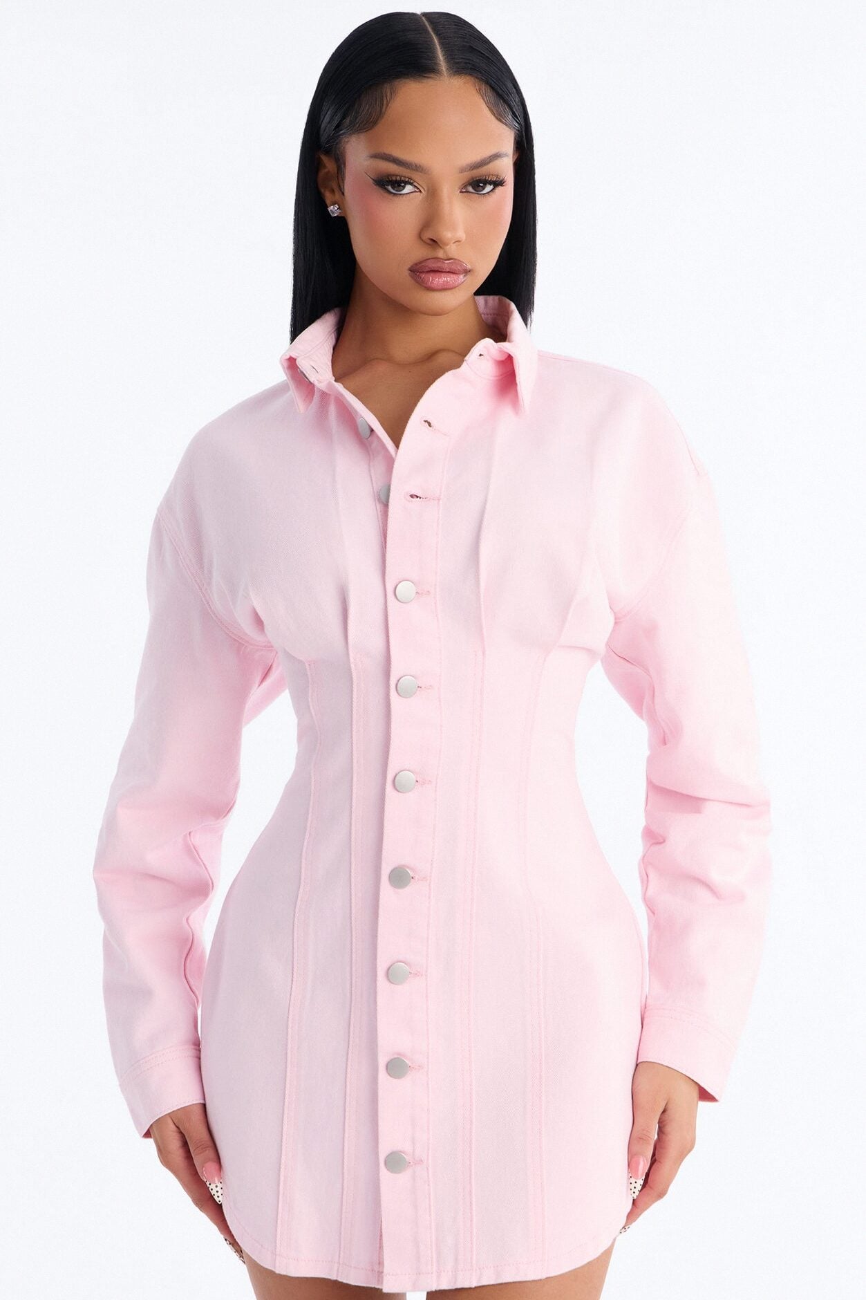 Alessandra Denim Mini Dress - Light Pink image 1