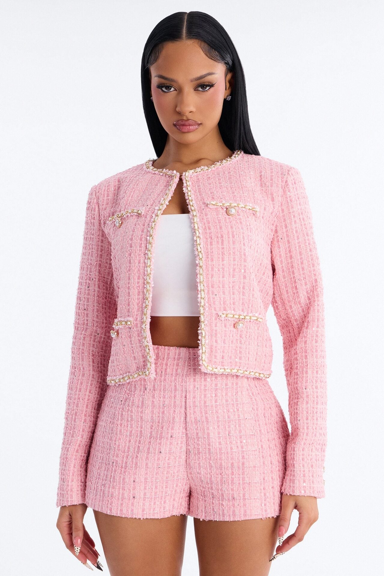 Sophia Tweed Short Set - Pink image 1