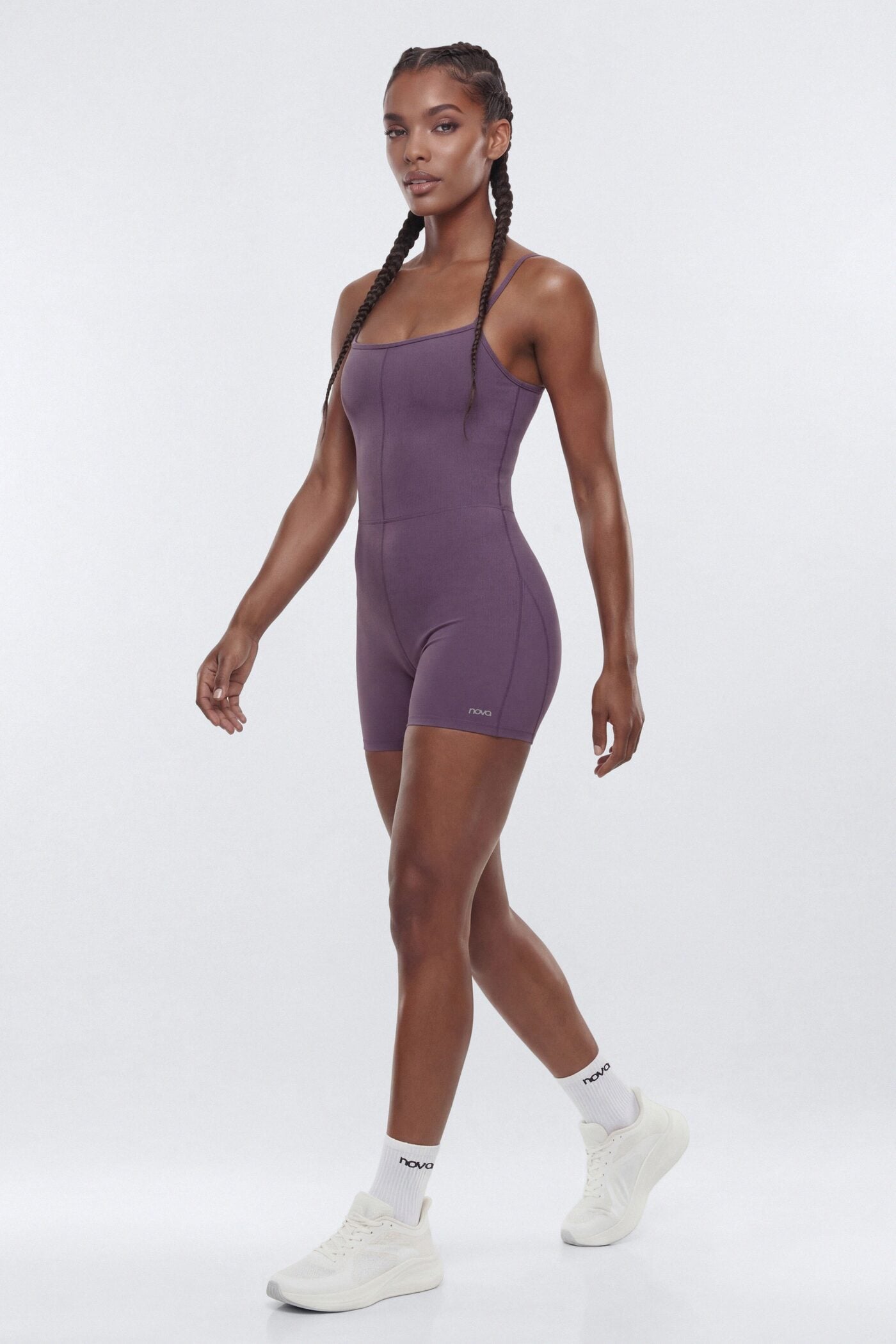 CloudForm™ 3″ Spaghetti Strap Romper - Iris image 1