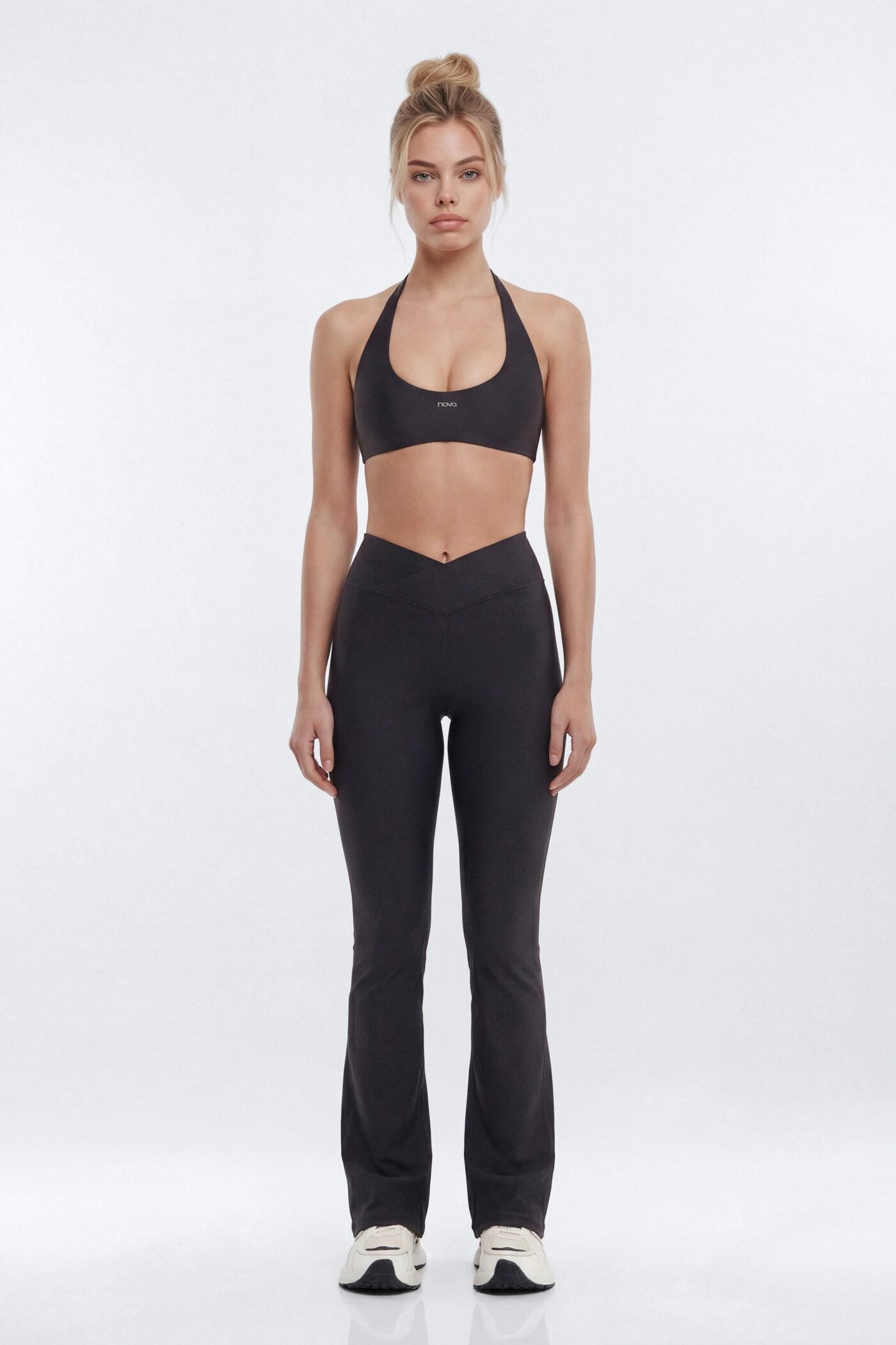 AirSculpt™ 32″ Cross Front Mid Rise Flare Legging - Black image 1