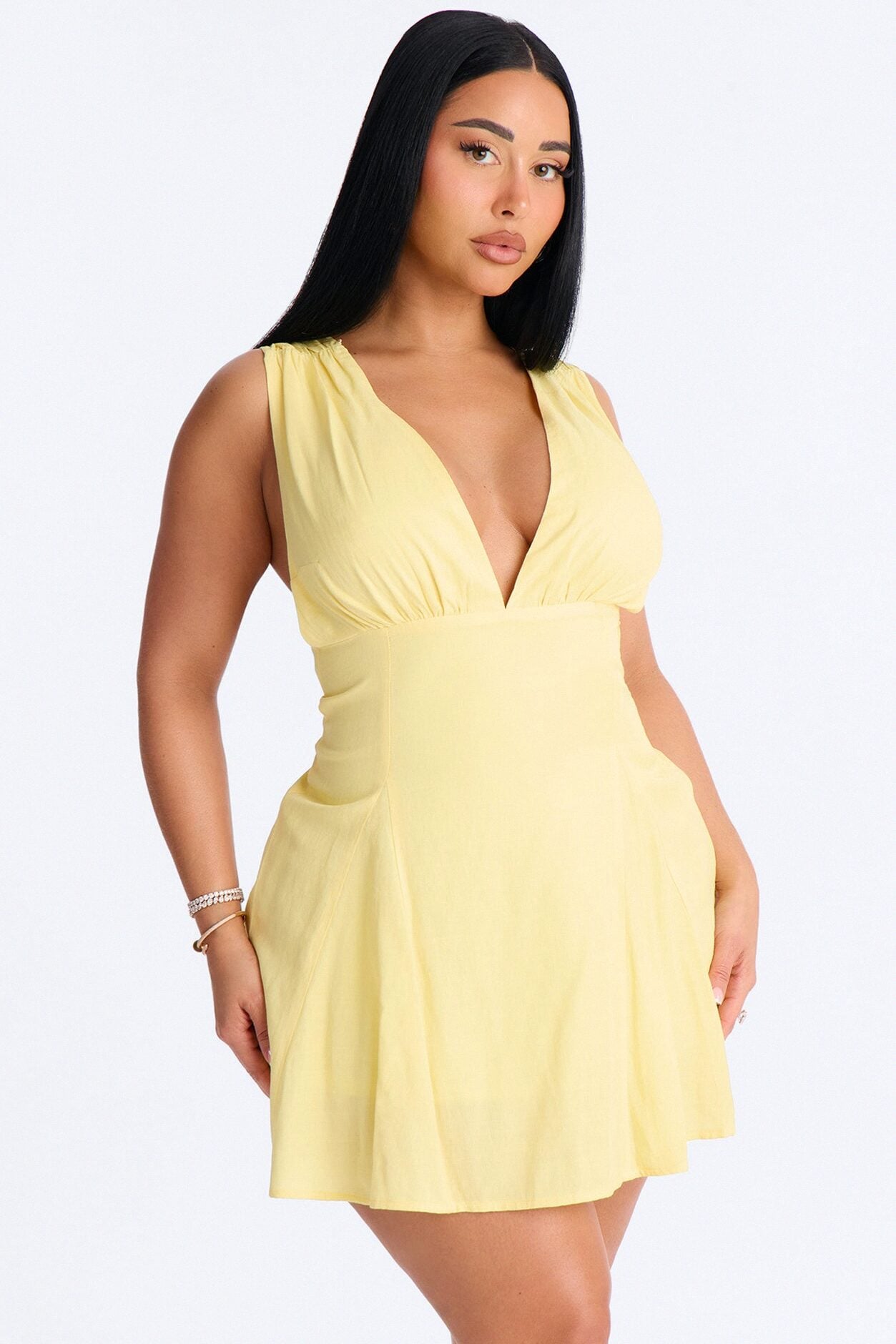 Maren Sleeveless Linen Mini Dress - Yellow image 1