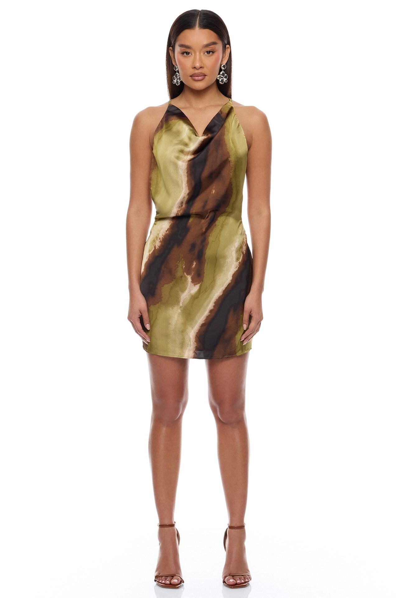Cordelius Satin Mini Dress - Green/combo image 1