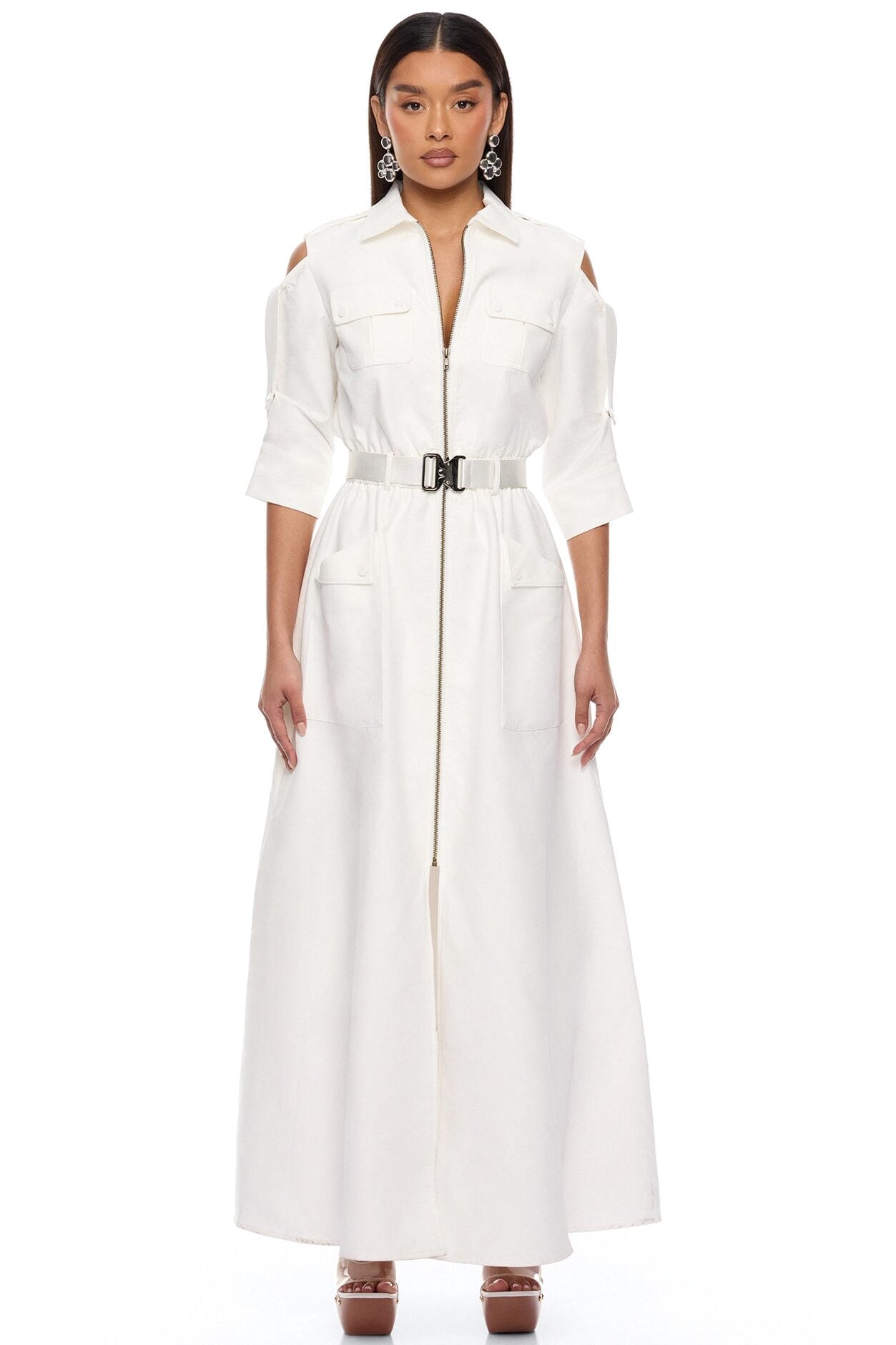 Morgan Cargo Maxi Dress - White image 1