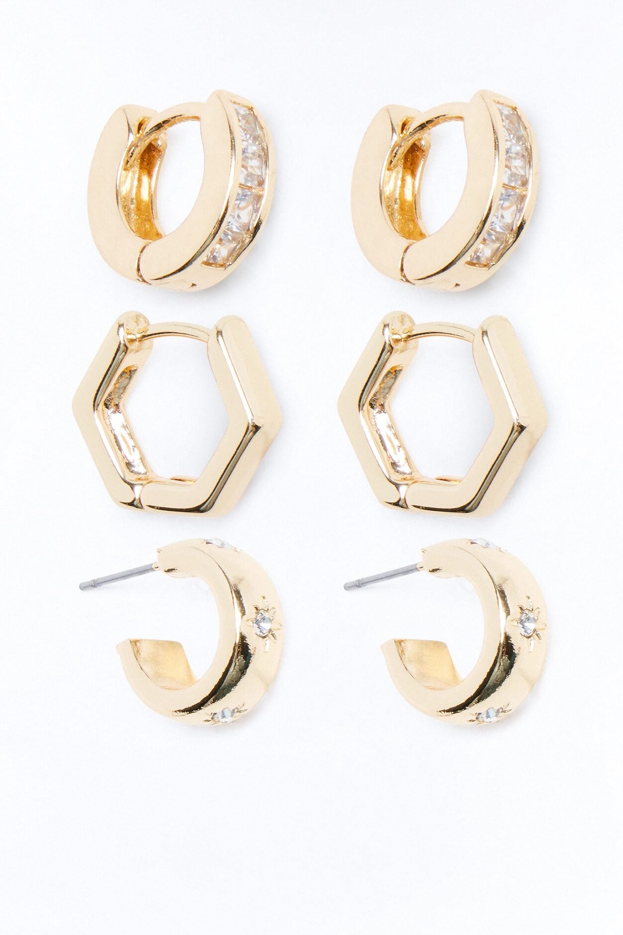 Star Noir 3 Pair Multi Earring Set - Gold image 1