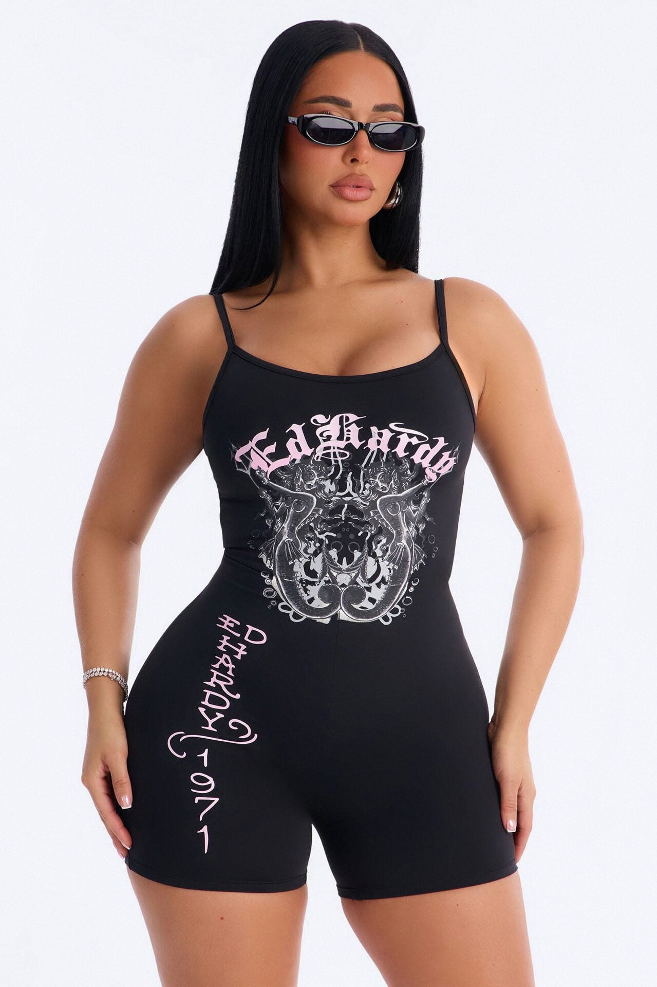 Ed Hardy Devil Mermaid Romper - Black image 1