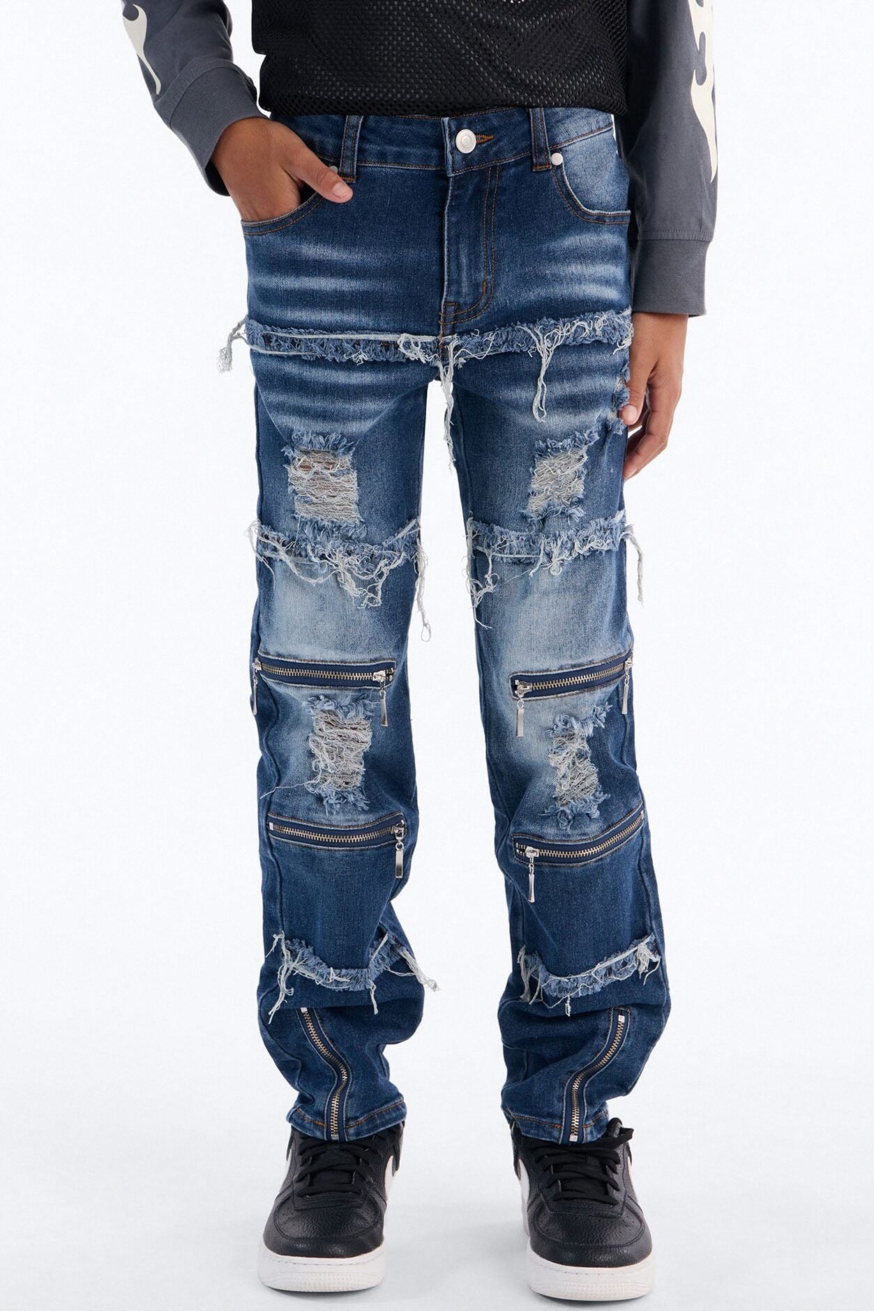 Mini Found My Way Back Distressed Skinny Jeans - Dark Wash image 1