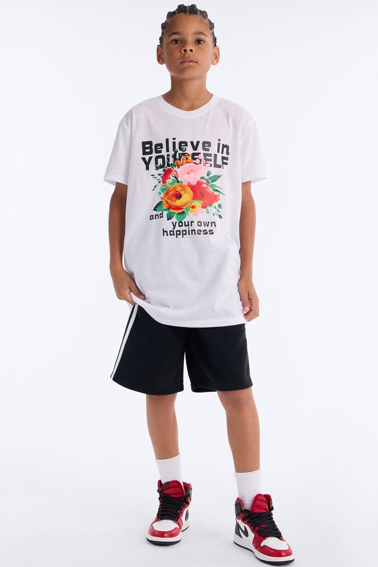 Mini Gotta Believe In Yourself Short Set - White/Black image 1