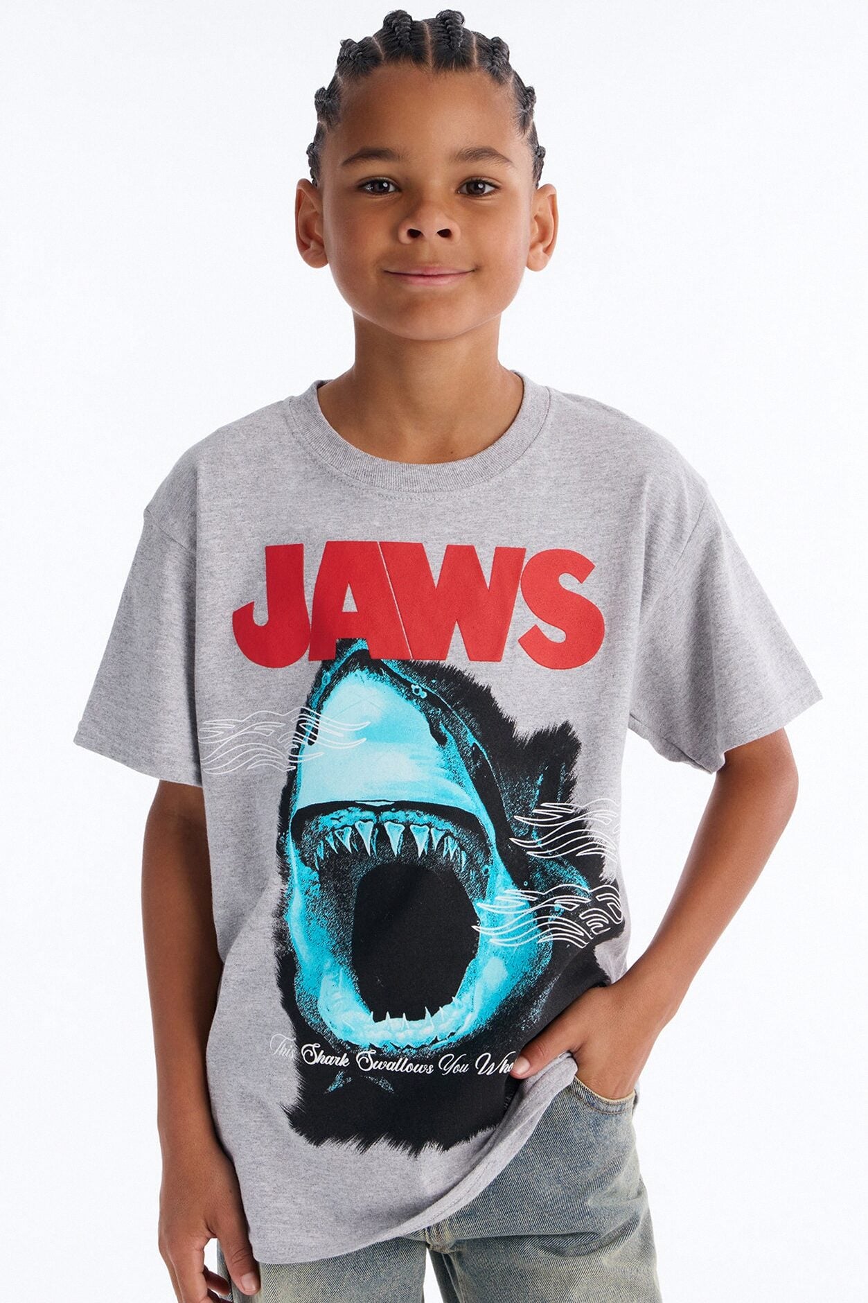 Mini Jaws Gonna Need A Bigger Boat Short Sleeve Tee - Grey image 1