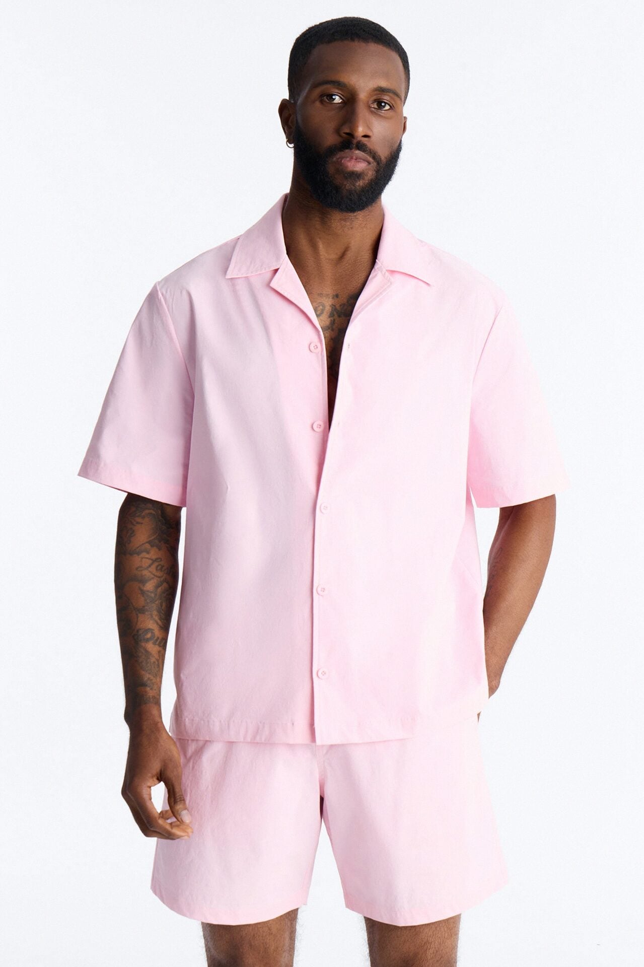 Montez Cuban Collar Button Up Shirt - Pink image 1