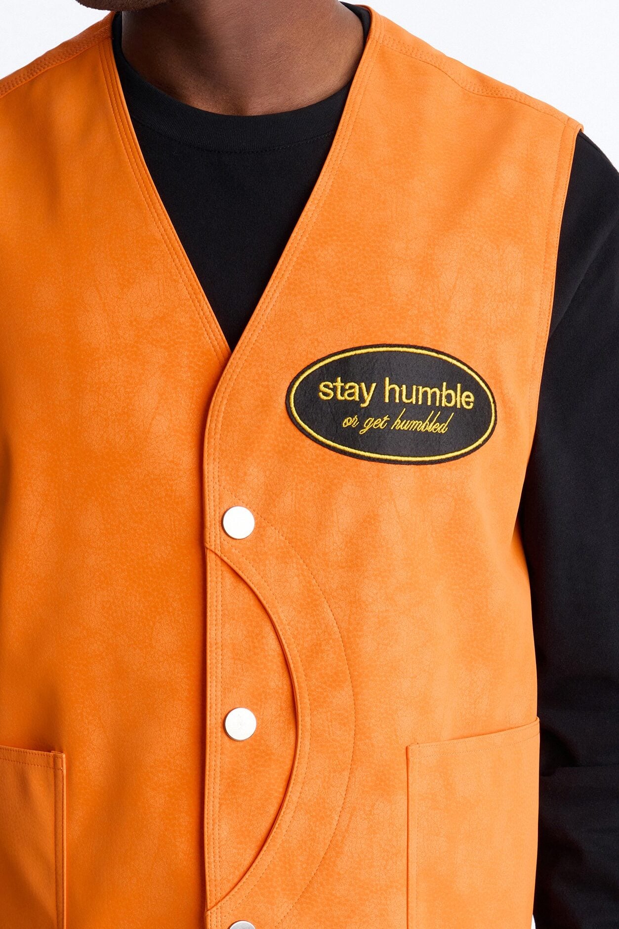 Rebel Hyde Faux Leather Vest - Orange image 1