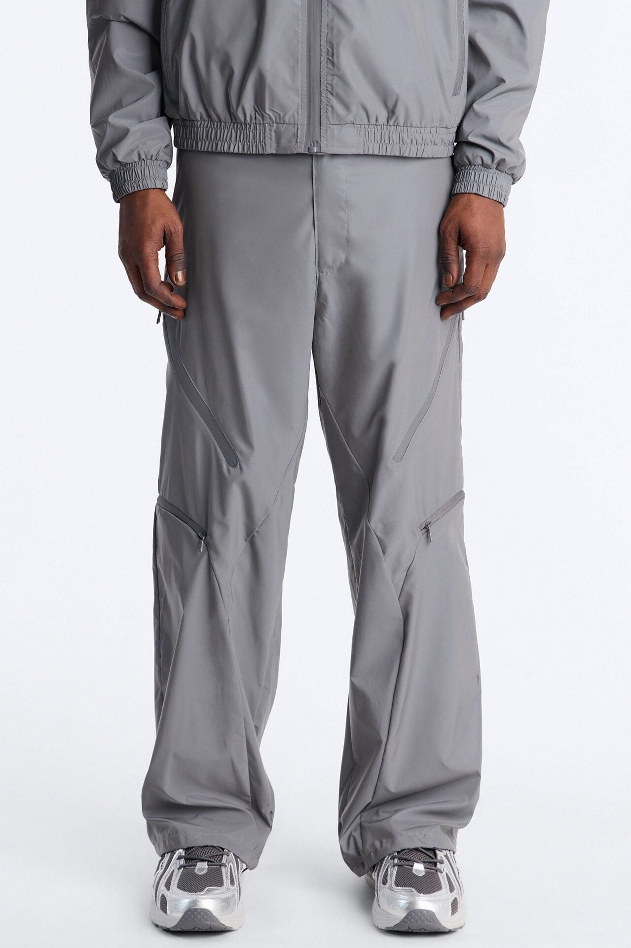 Baggy Reflective Zip Pant - Silver image 1