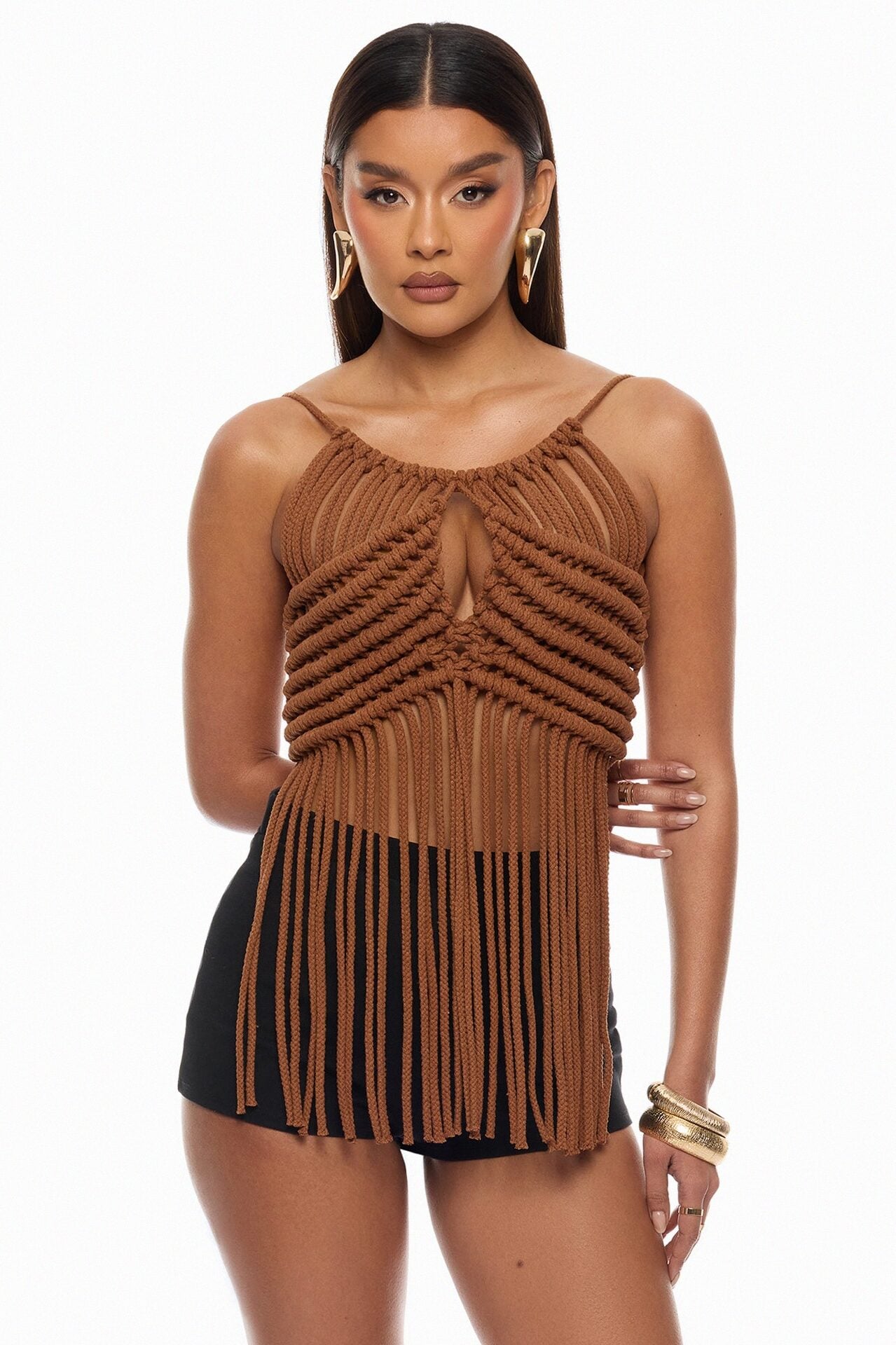 Desert Vibe Backless Halter Top - Brown image 1