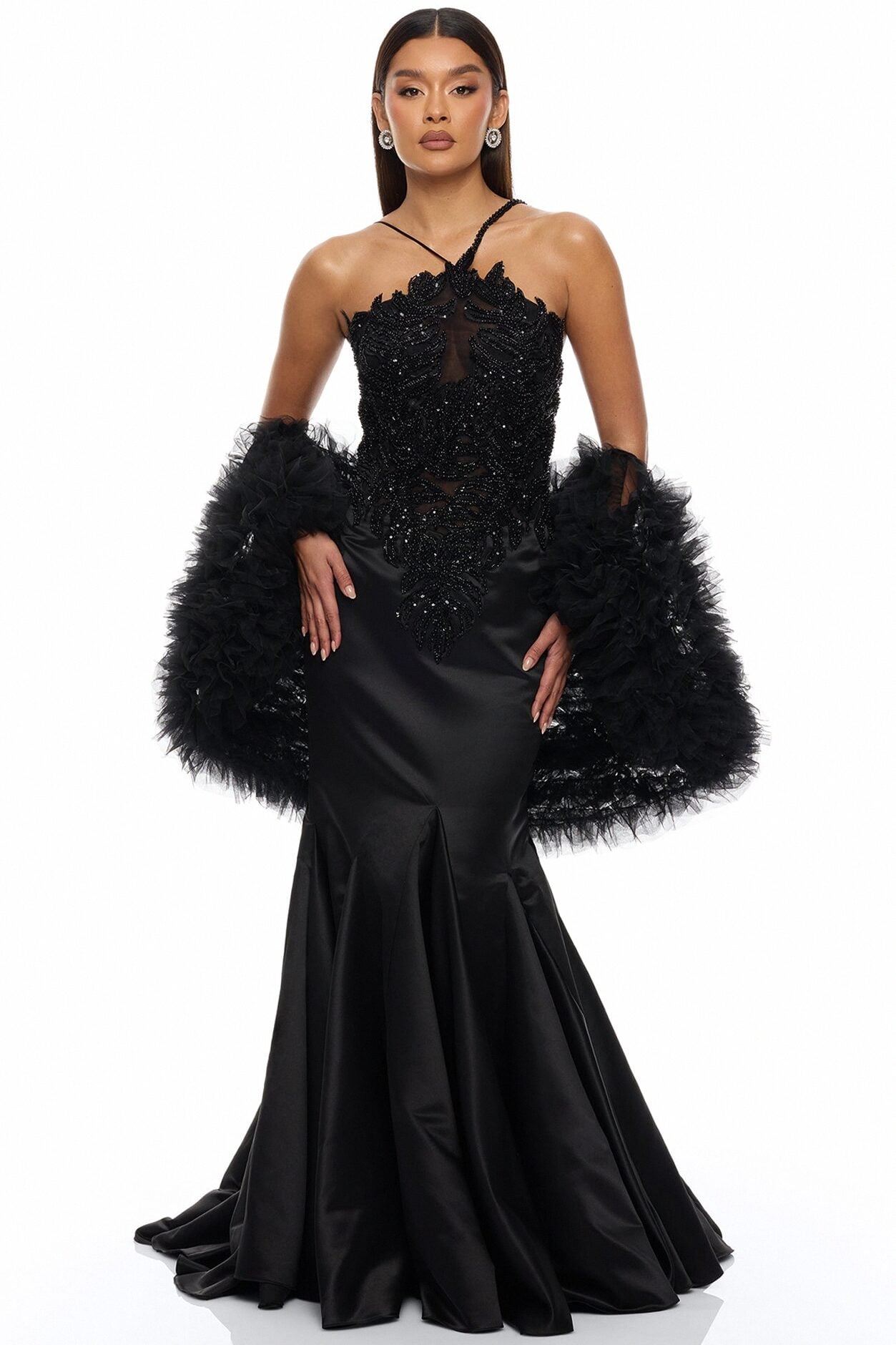 Pure Glamour Embellished Mermaid Gown - Black image 1