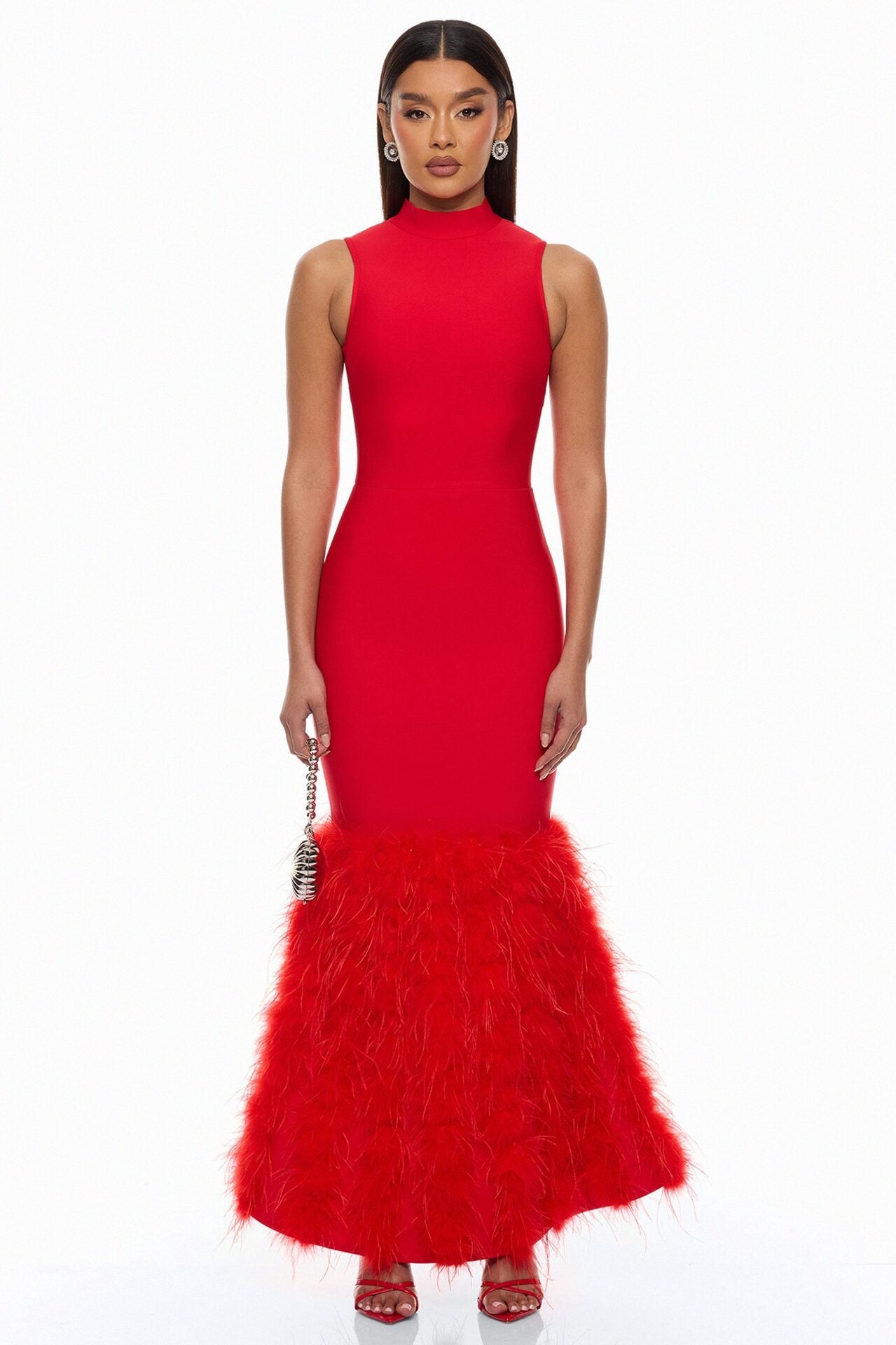 Scarlett Feather Bandage Maxi Dress - Red image 1