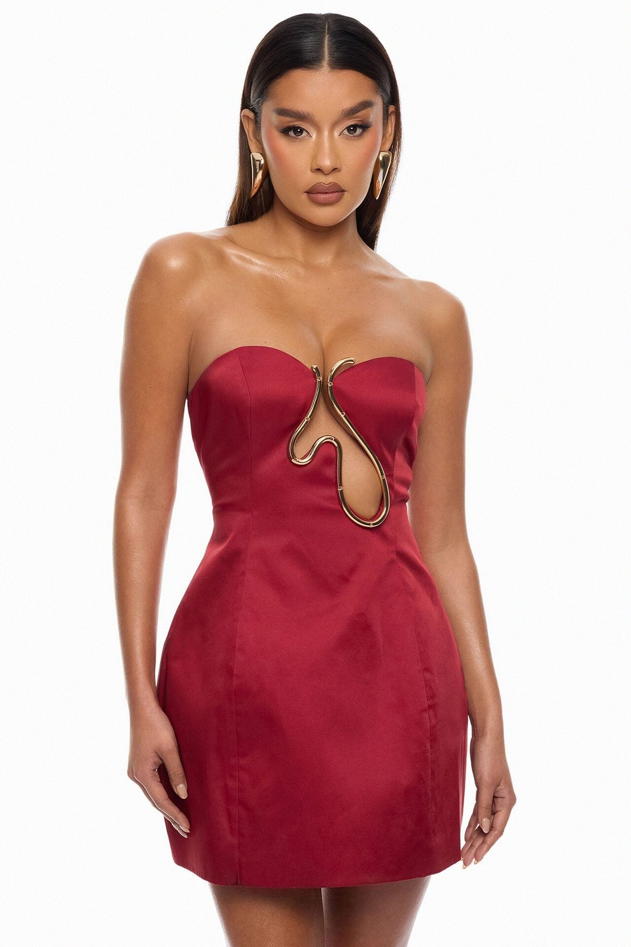 Effortless Glam Hardware Mini Dress - DarkRed image 1