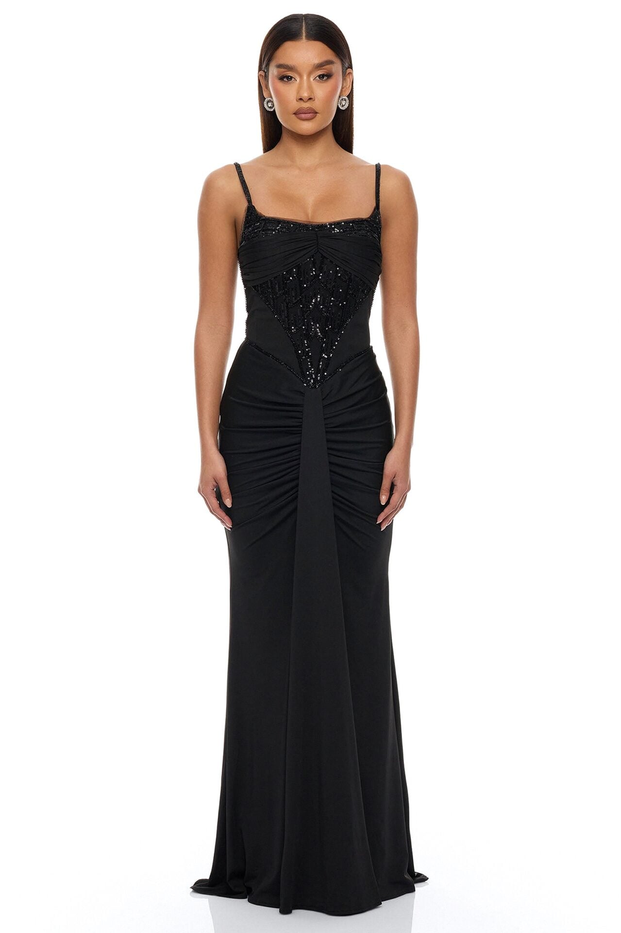 Party All Night Embellished Maxi Dress - Black image 1