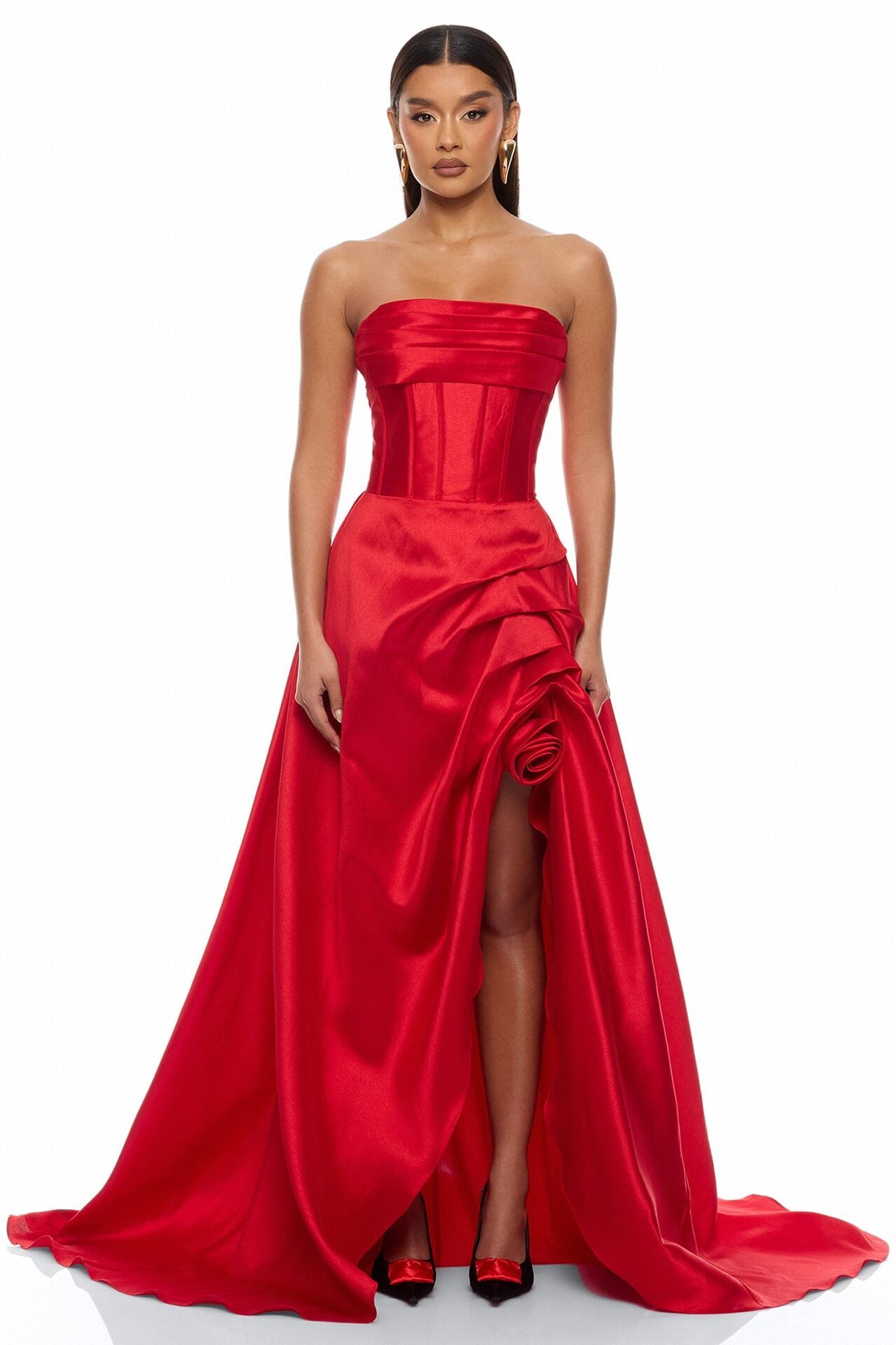 Swept Away Taffeta Gown - Red image 1