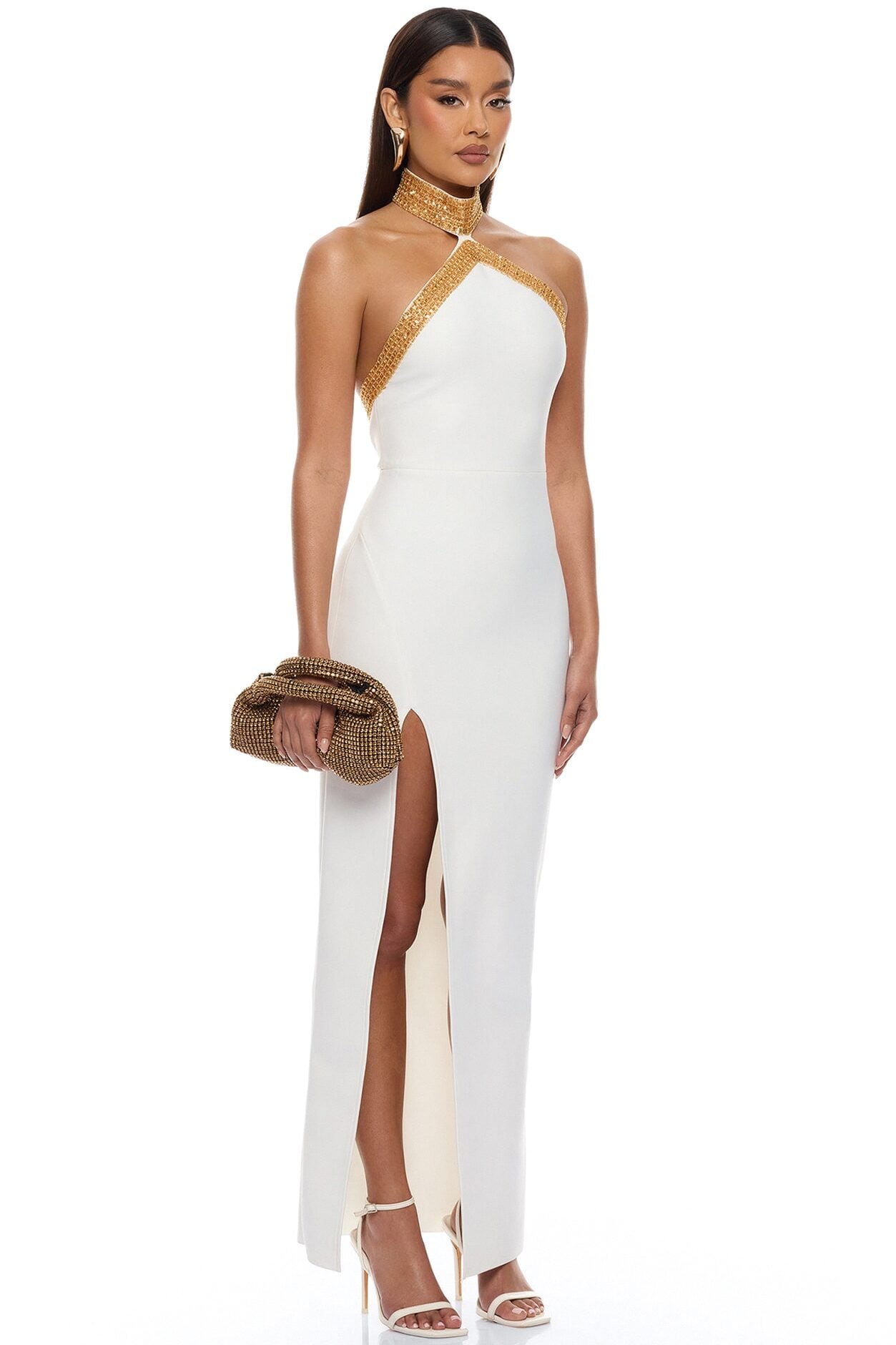 Draya Embellished Bandage Maxi Dress - White image 1