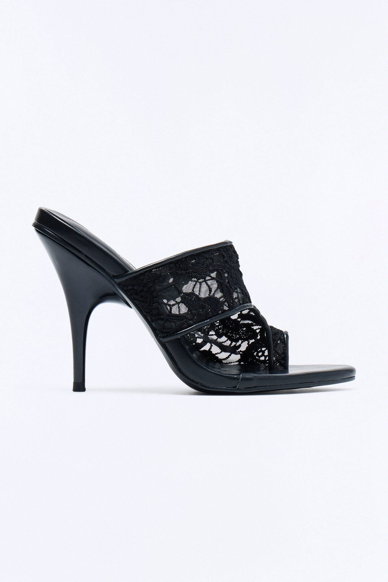 Bronya Toe Ring Lace Heels - Black image 1