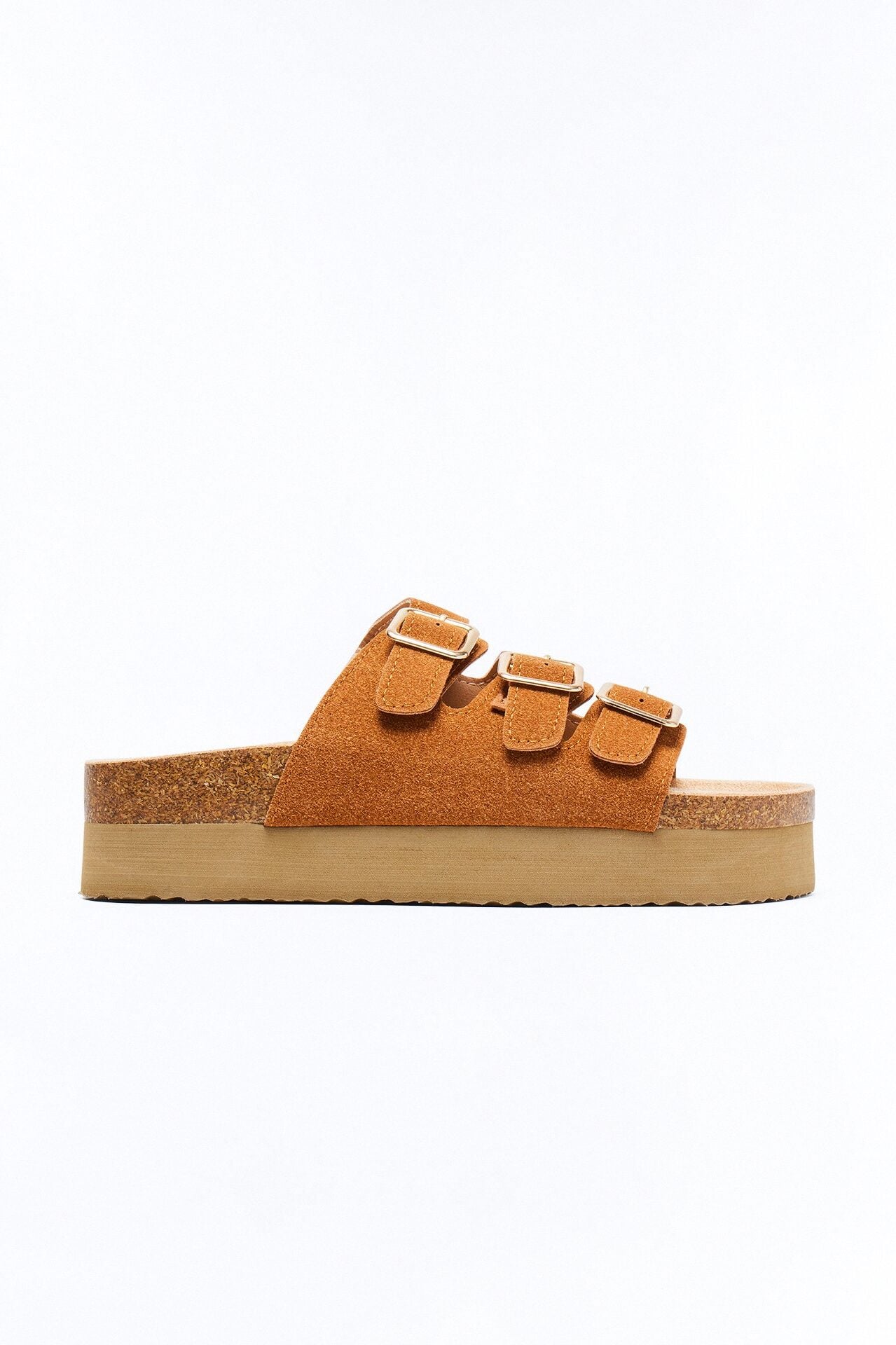 Kasey Platform Buckle Slides - Brown image 1