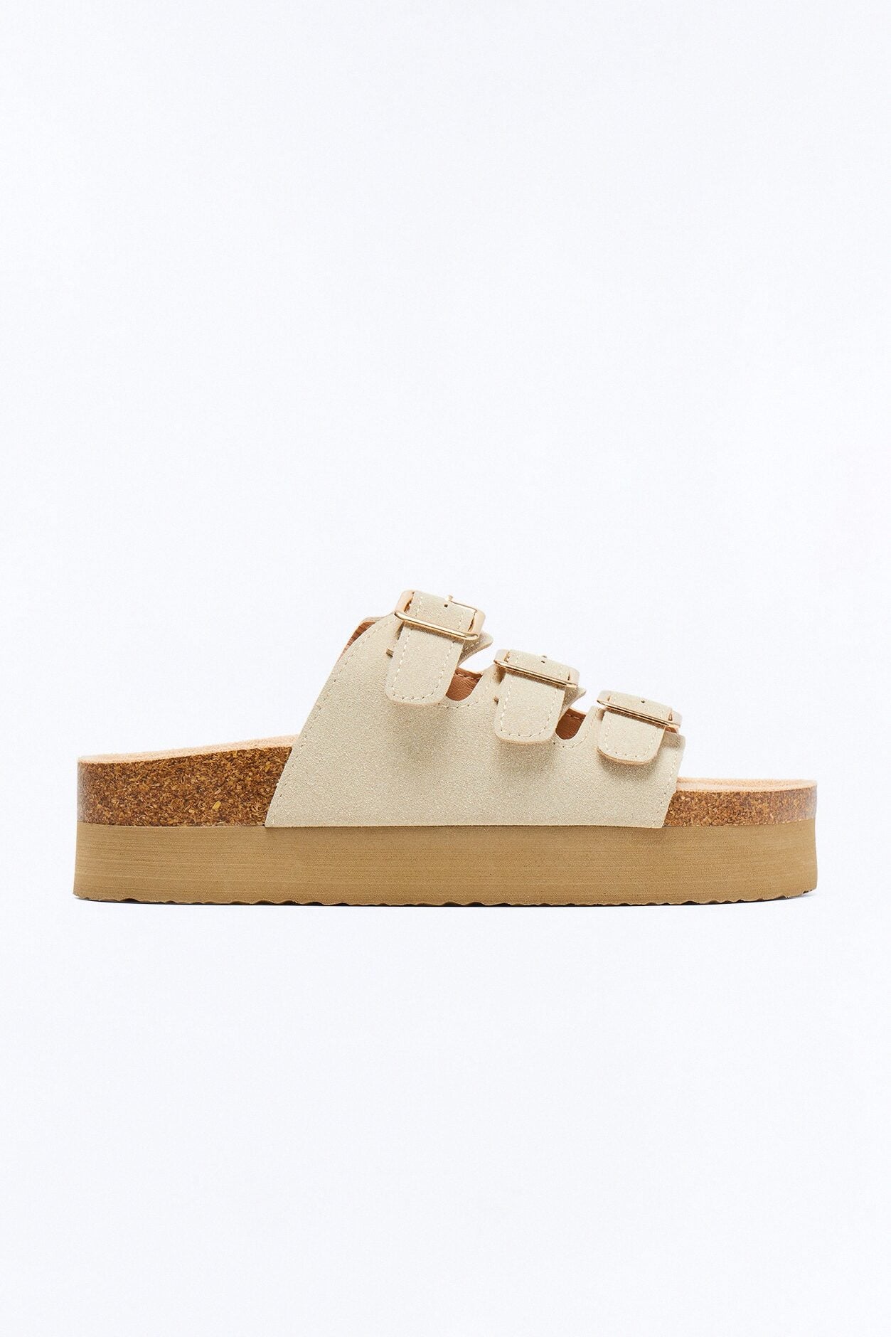 Kasey Platform Buckle Slides - Khaki image 1