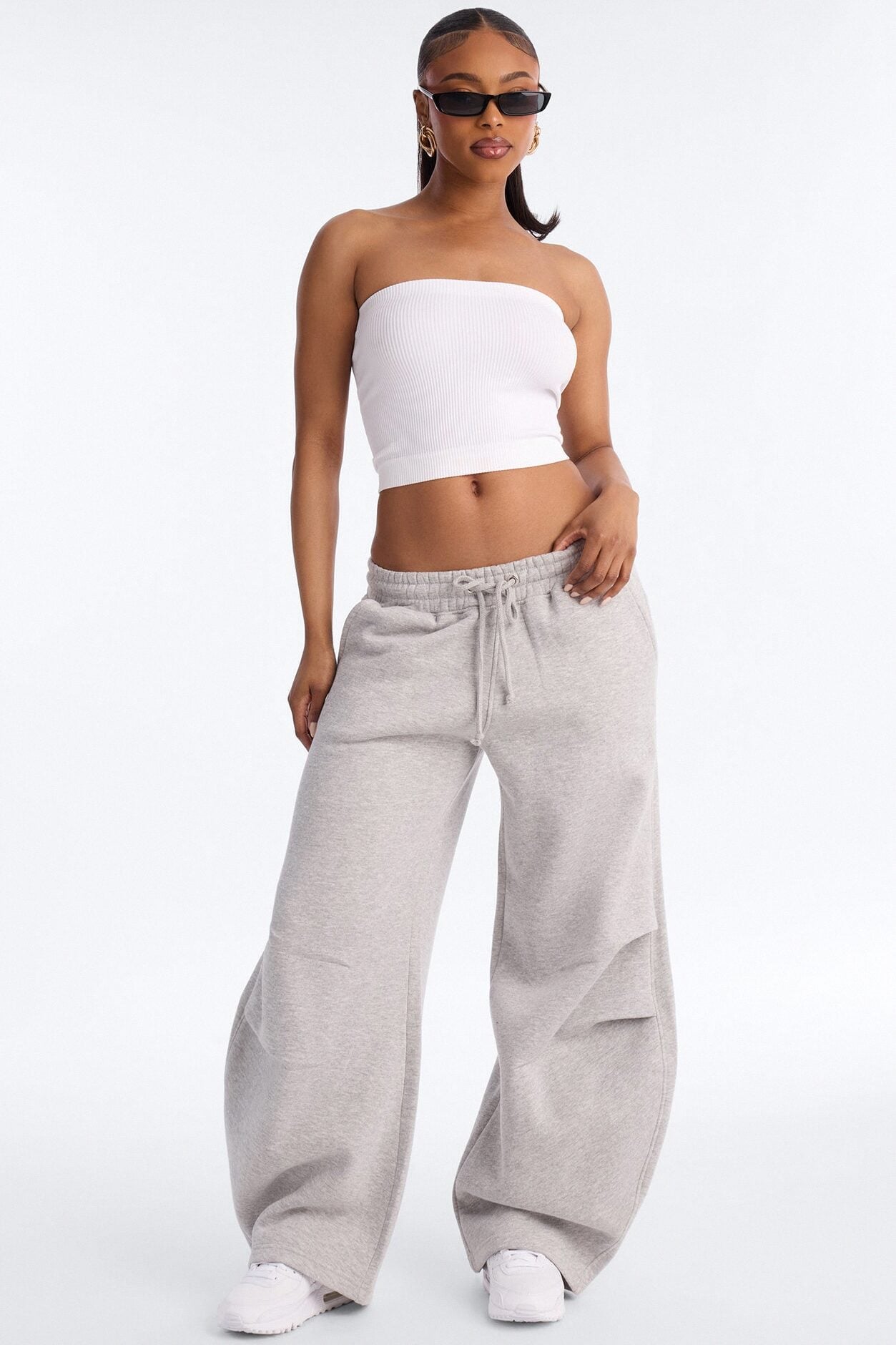 Brooke Fleece Baggy Barrel Sweatpants - Heather Grey image 1