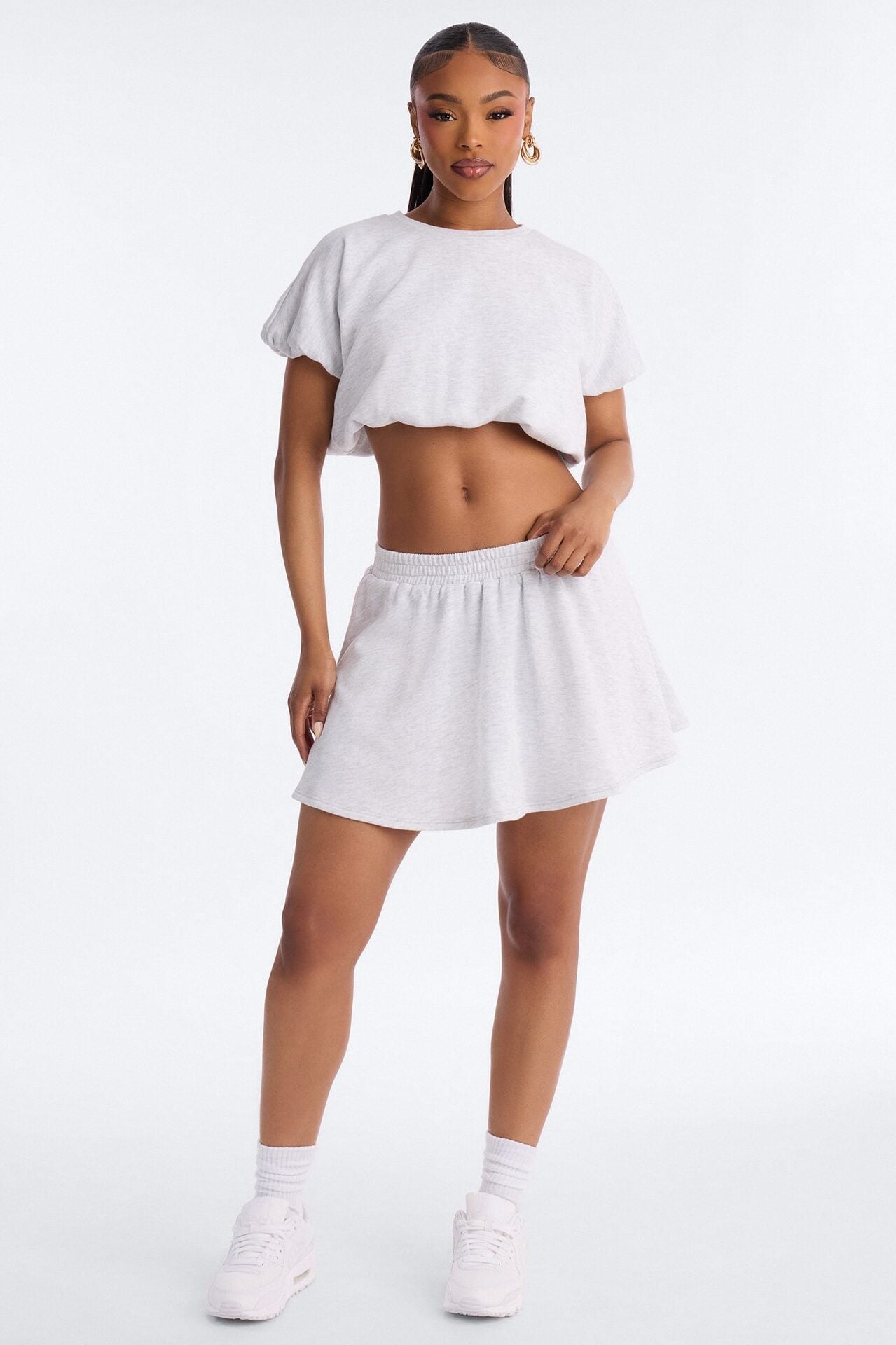 Girl On The Go Flowy Skirt Set - Heather Grey image 1