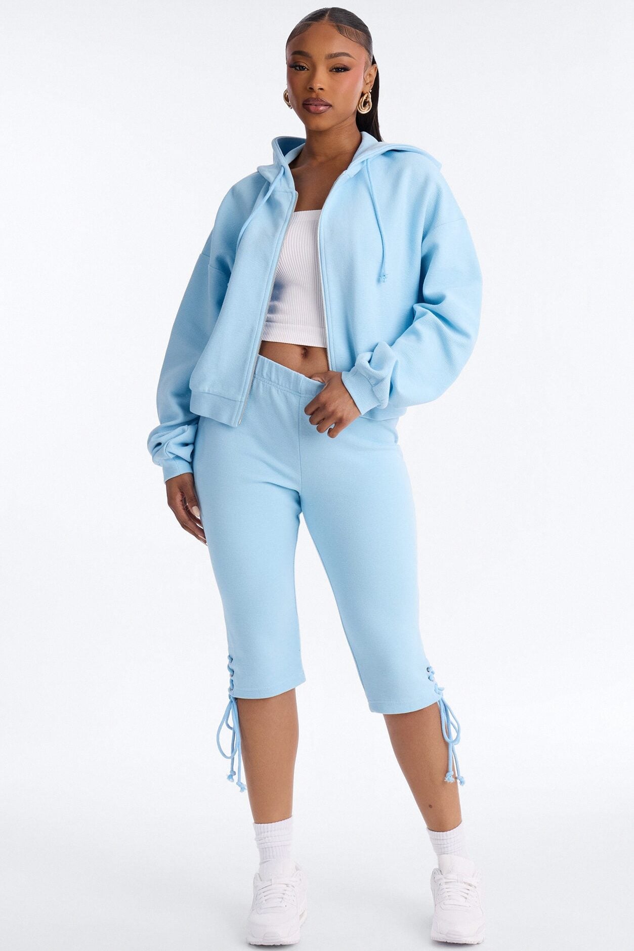 Casual Cutie Knit Capri Set - Blue image 1