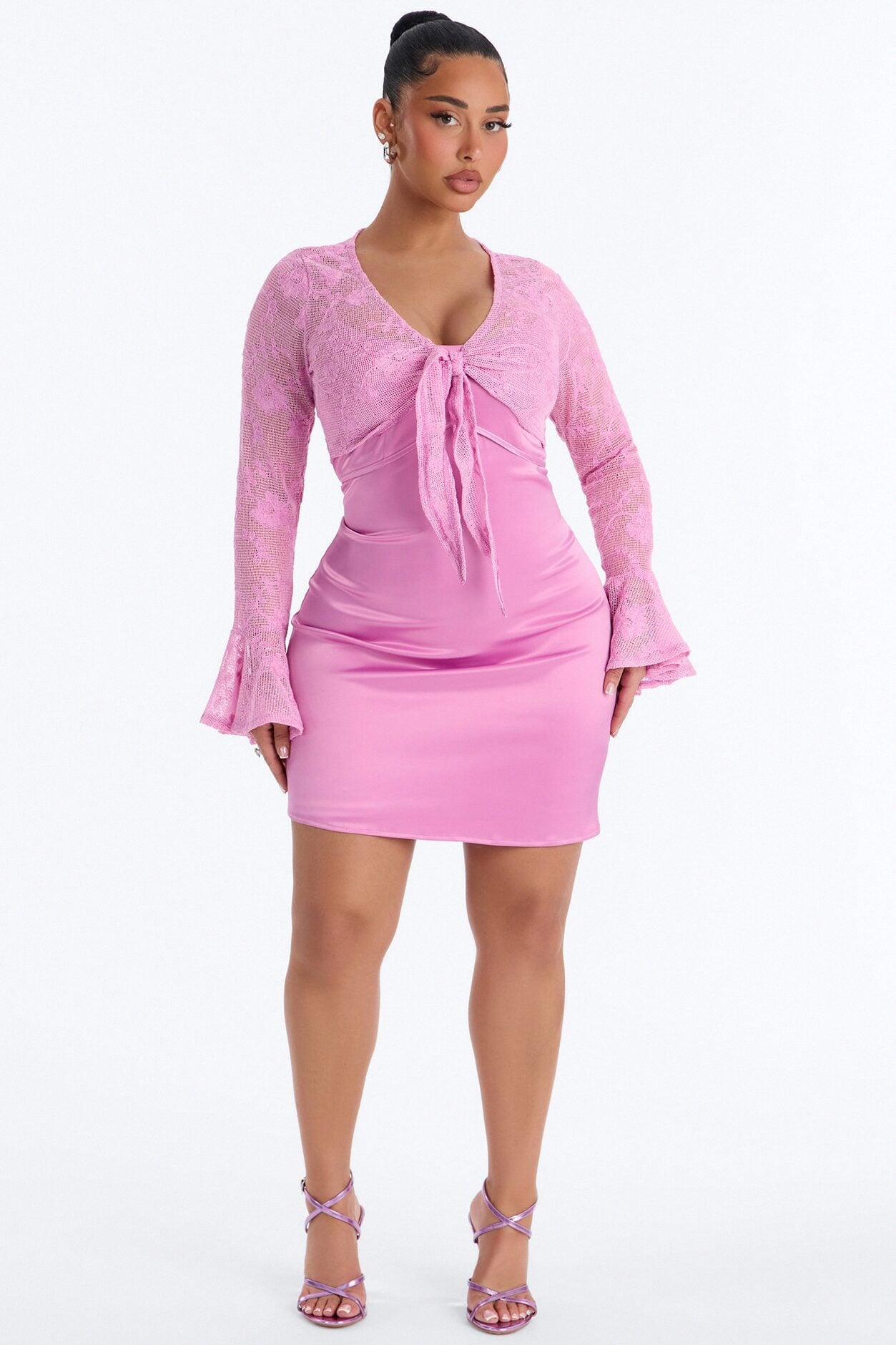 Wren Lace Mini Dress Set - Pink image 1