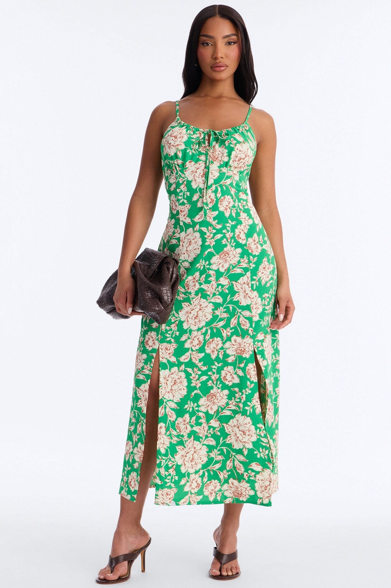 Sadie Sleeveless Floral Airflow Maxi Dress - Green image 1