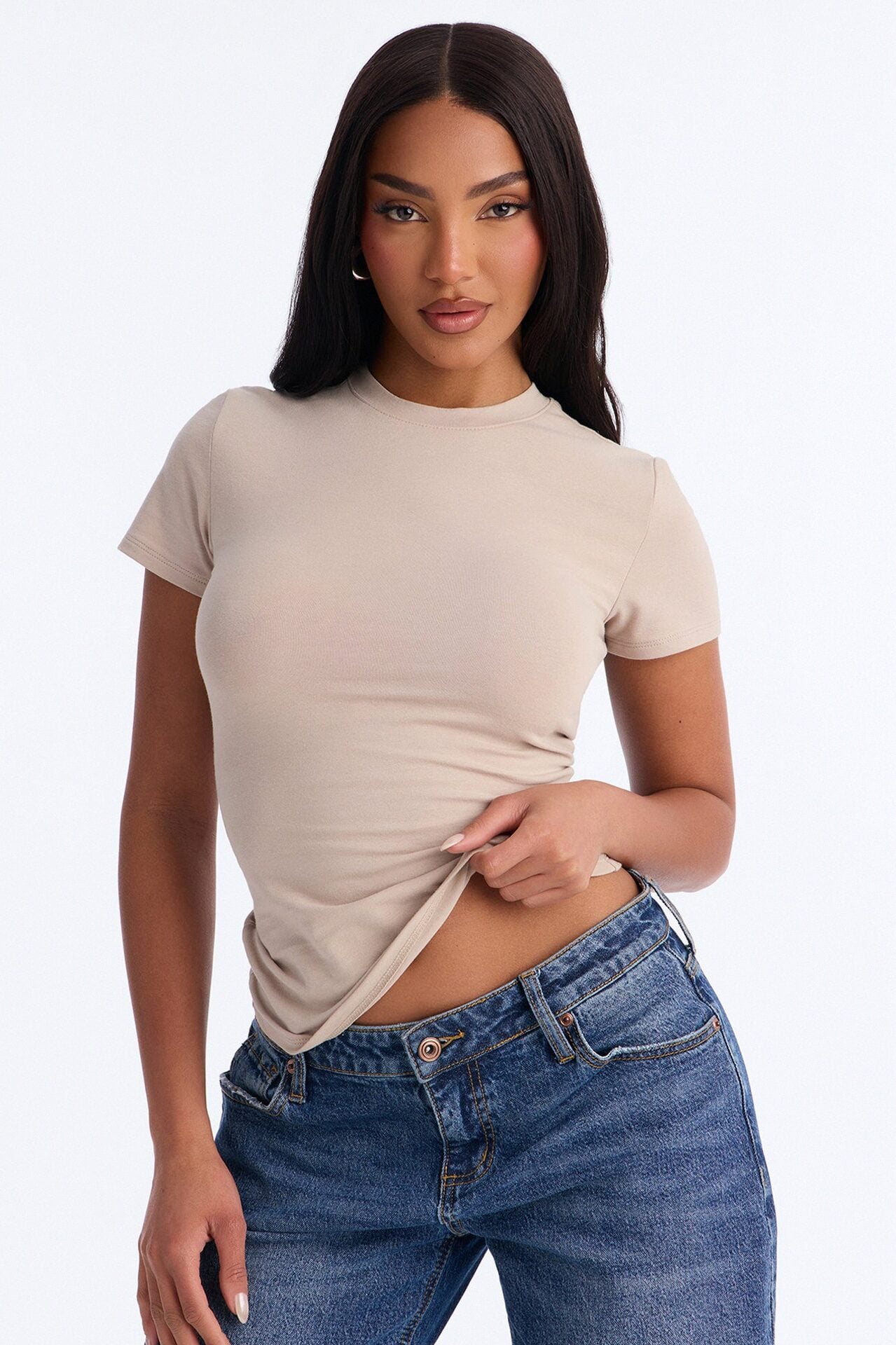 Camilla Classic Fit Crew Neck Tee - Stone image 1