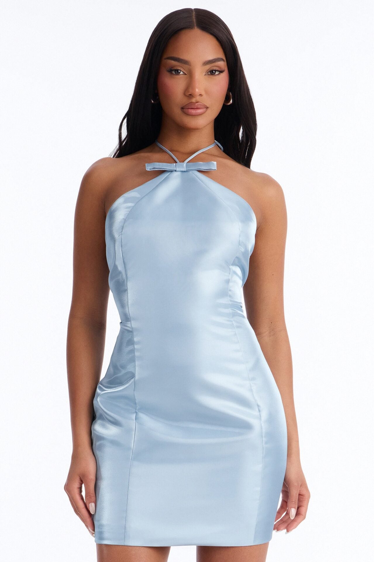 Andrea Sleeveless Taffeta Mini Dress - Dusty Blue image 1