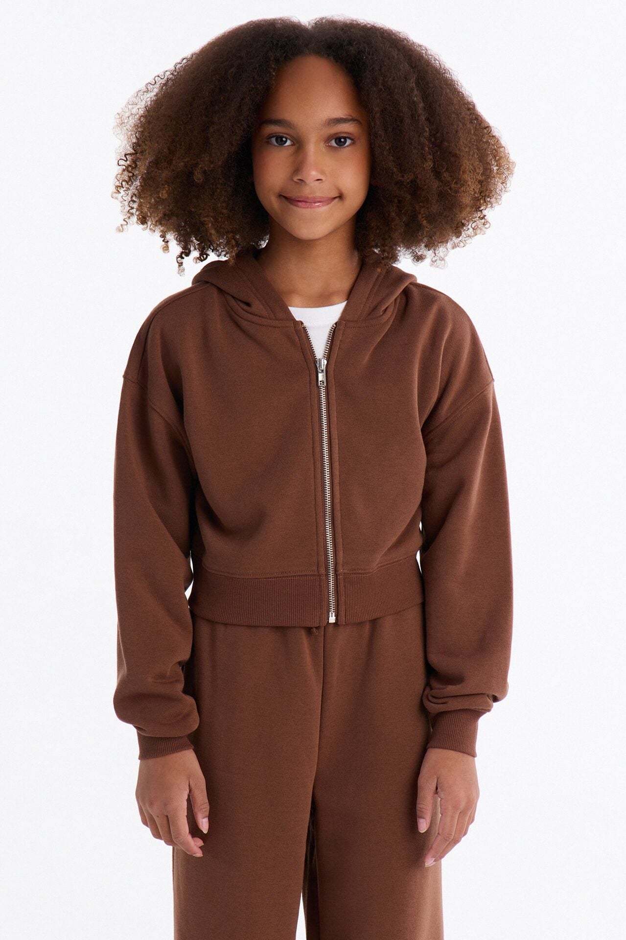 Mini Tell Me More Sportscore Zip Hoodie - Brown image 1