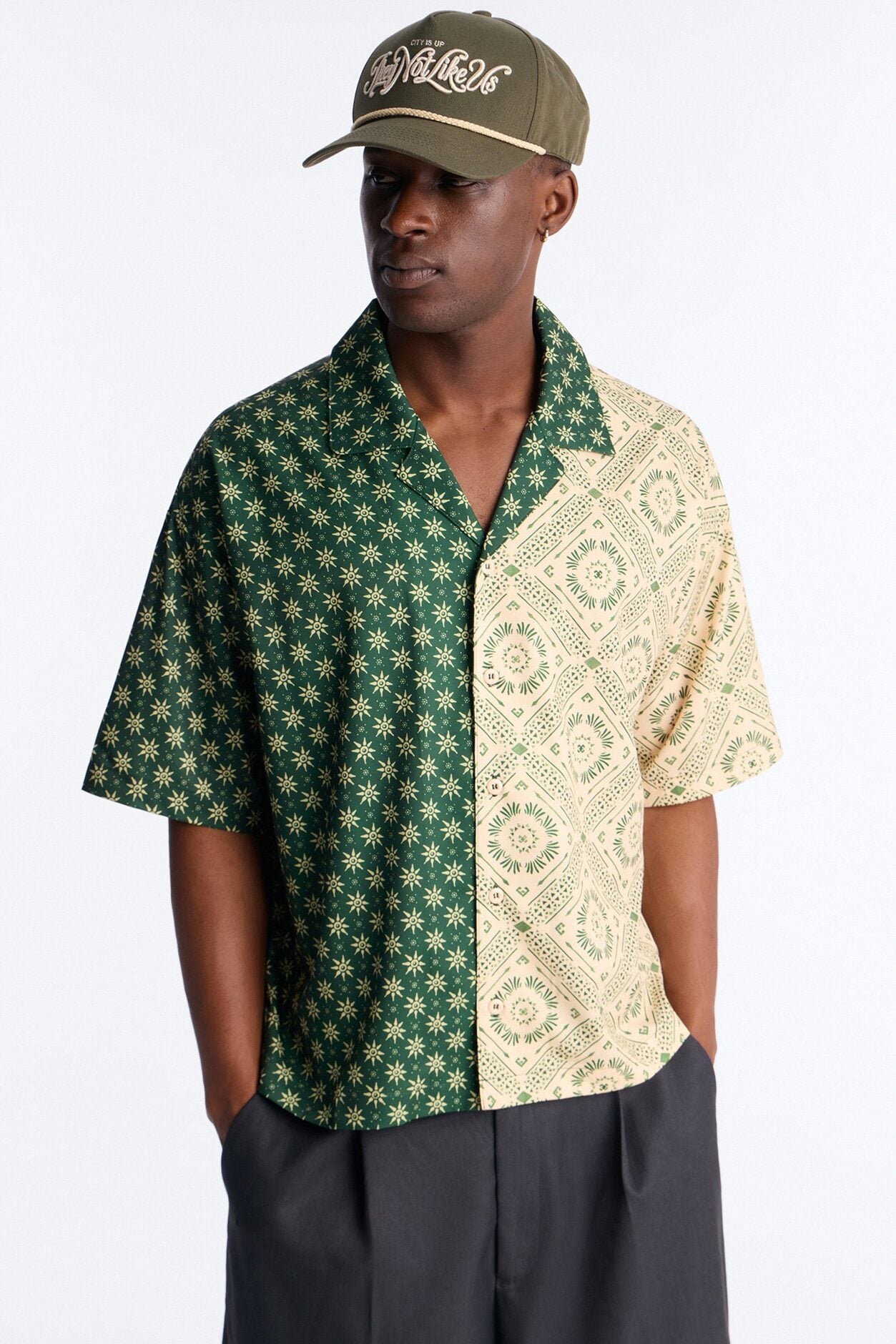 Driftwood Cuban Collar Button Up Shirt - Green image 1