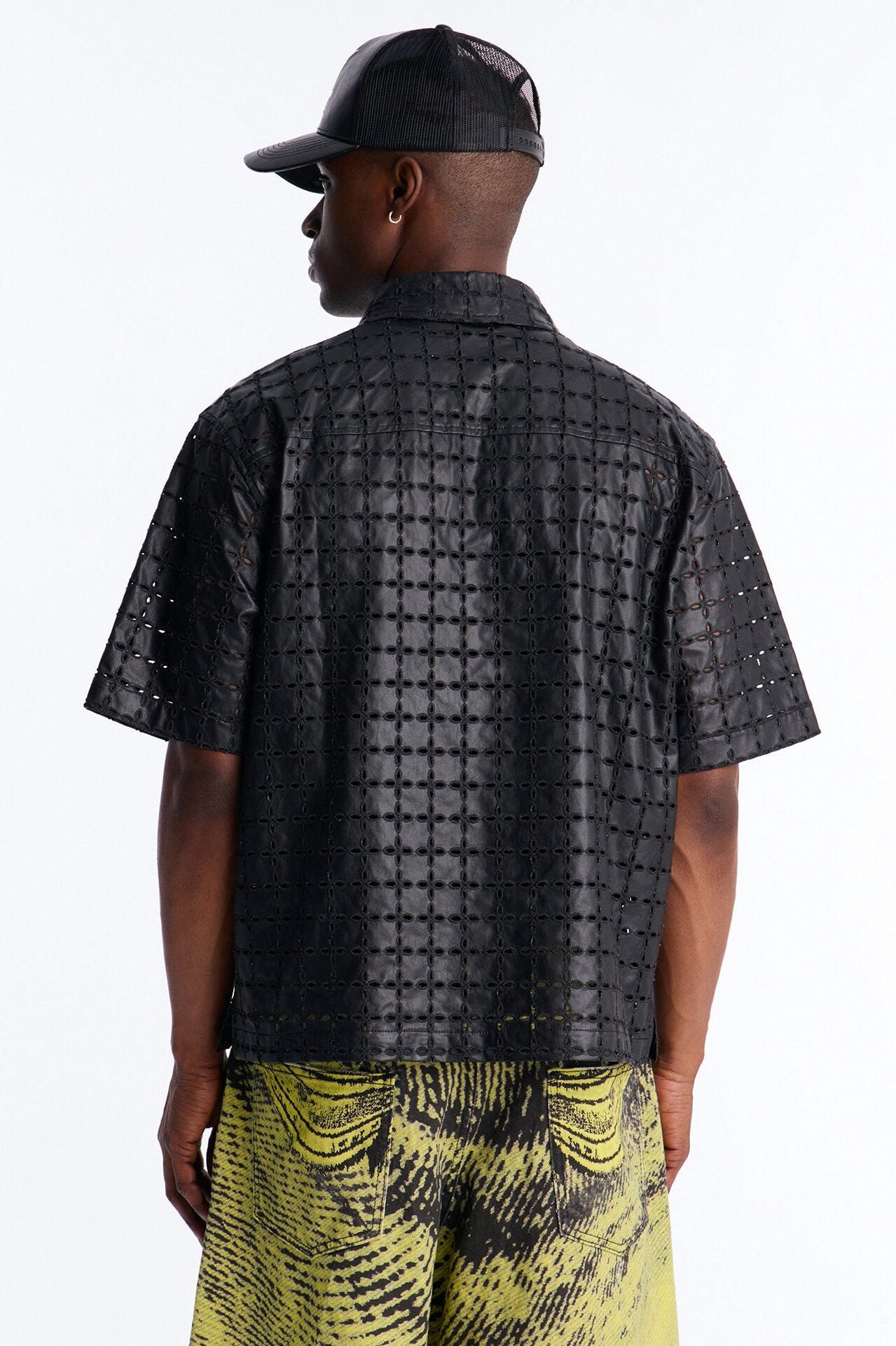 Relaxed Sunset Fever Faux Leather Polo - Black image 1