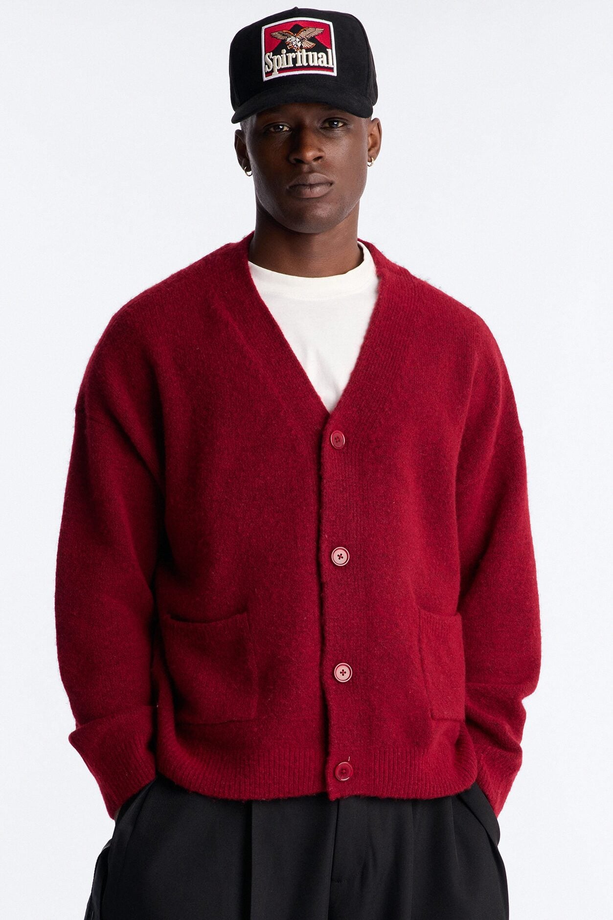 Cropped Harbor Ash Cardigan - Burgundy image 1